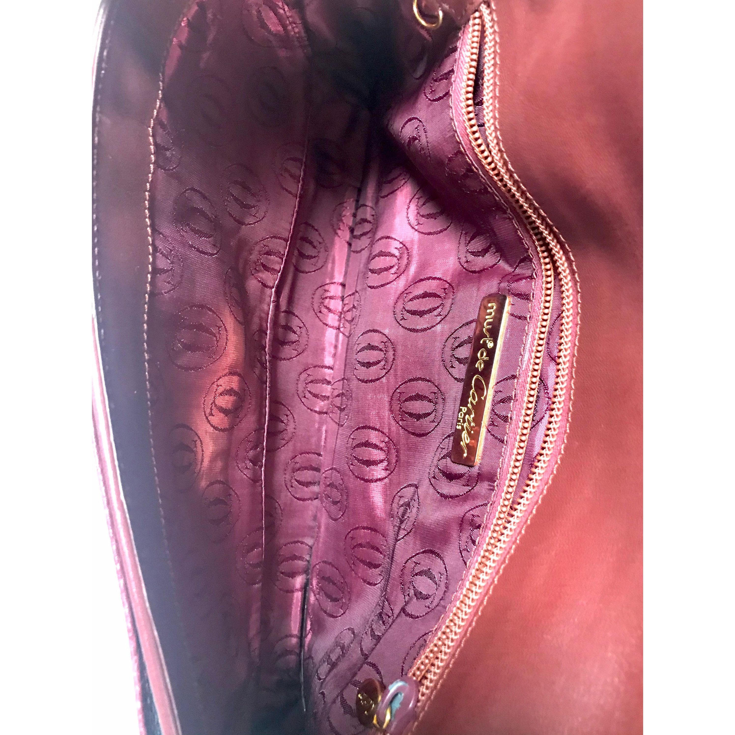 Cartier Vintage Cartier wine leather clutch bag with gold tone logo Size ONE SIZE - 6 Thumbnail