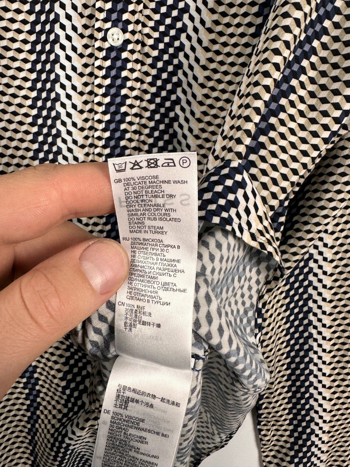 Reiss Reiss Geometric Print Mens Shirt Long Sleeve Size M Size US M / EU 48-50 / 2 - 6 Thumbnail