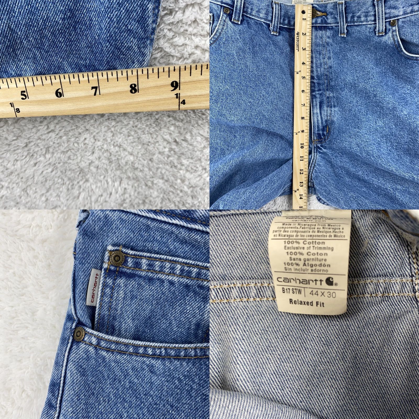 Carhartt Carhartt Jeans Mens 44x30 Relaxed Denim Straight Leg Stonewash B17 STW Size US 44 / EU 60 - 8 Thumbnail