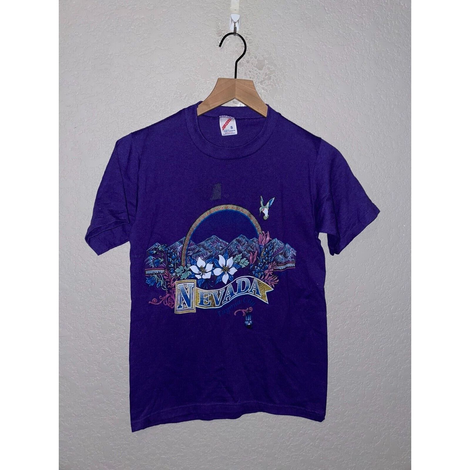 Jerzees Vintage Nevada Virginia City Shirt Purple Tee VTG 90s Small Size US S / EU 44-46 / 1 - 1 Thumbnail