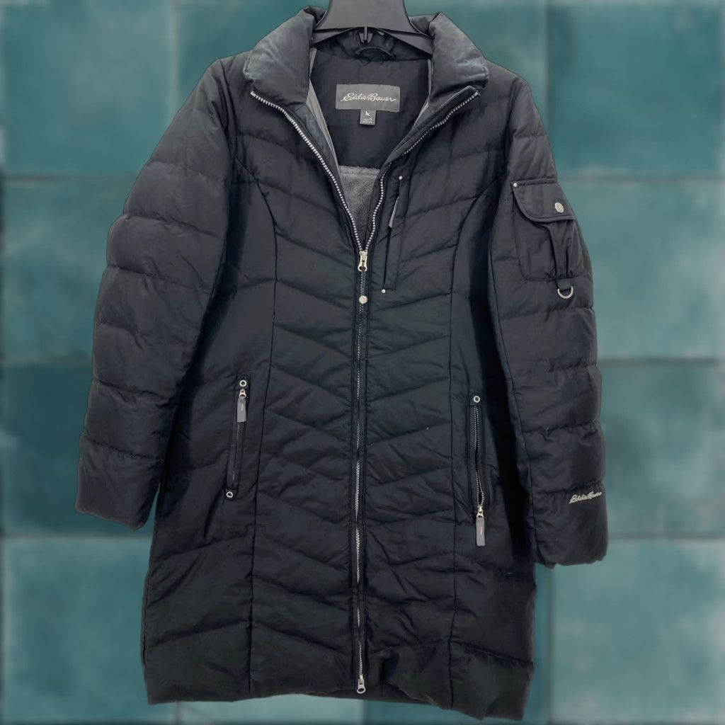 Eddie Bauer Eddie Bauer Goose Down Puffer Jacket Women's Small Black Quilted Utility Pocket Jacket Size S / US 4 / IT 40 - 1 Thumbnail