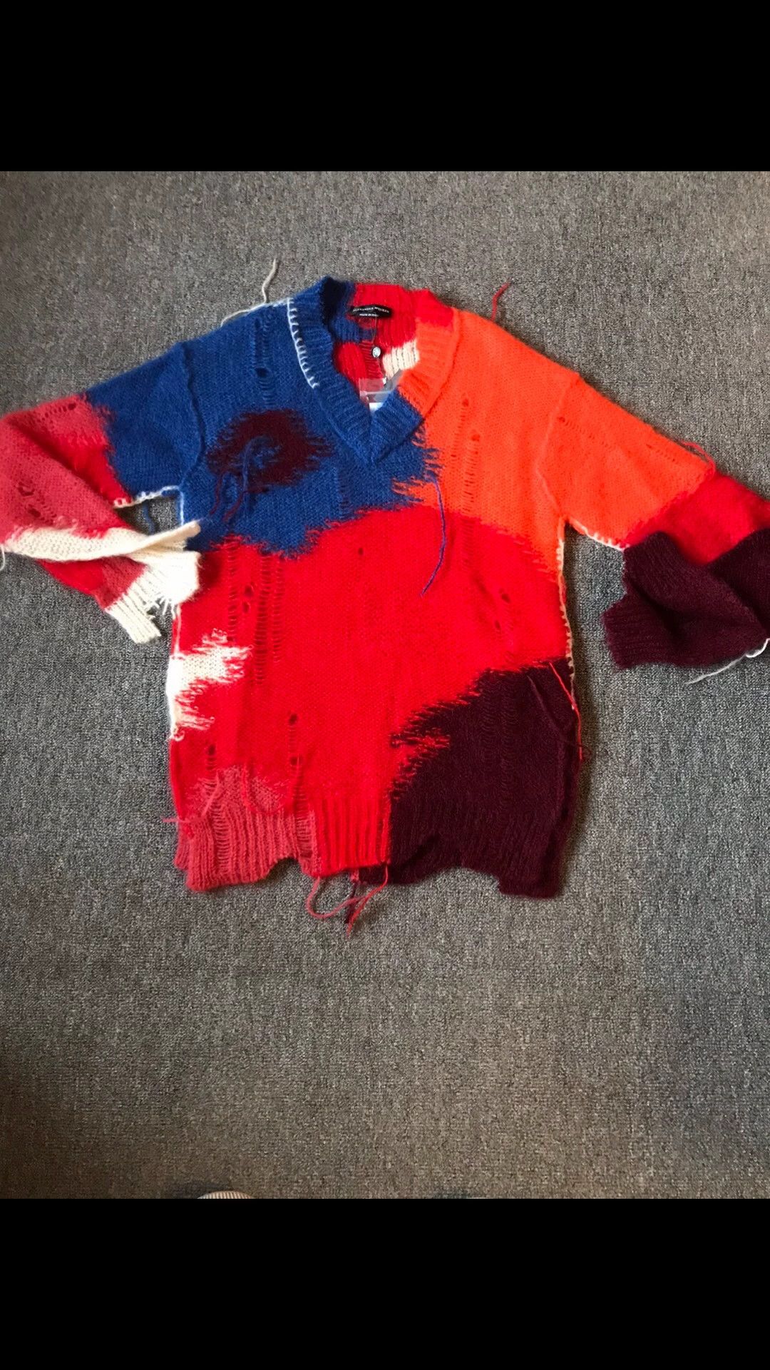 Alexander McQueen Alexander McQueen Ripped Tie-Dye Colorblock Sweater M Size US M / EU 48-50 / 2 - 3 Thumbnail