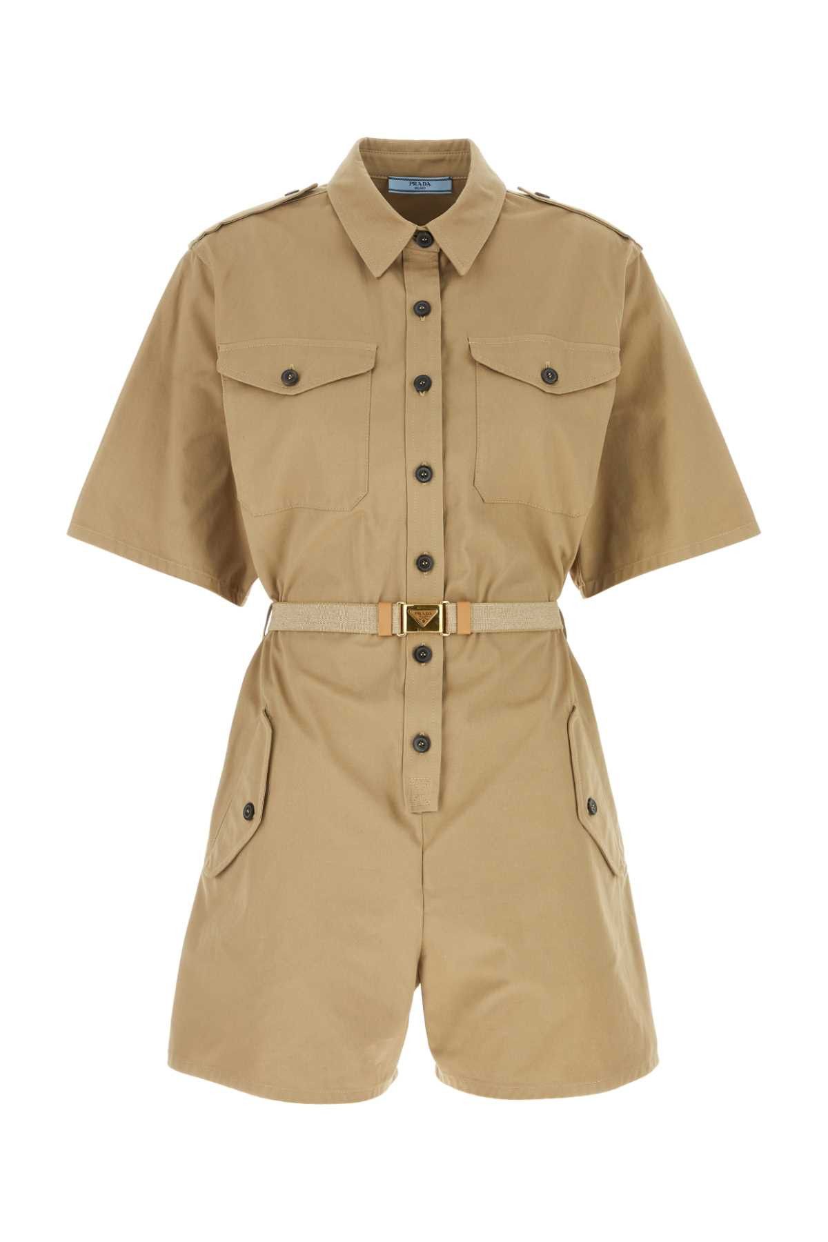 Prada Khaki Cotton Jumpsuit Size 26" / US 2 / IT 38 - 1 Thumbnail