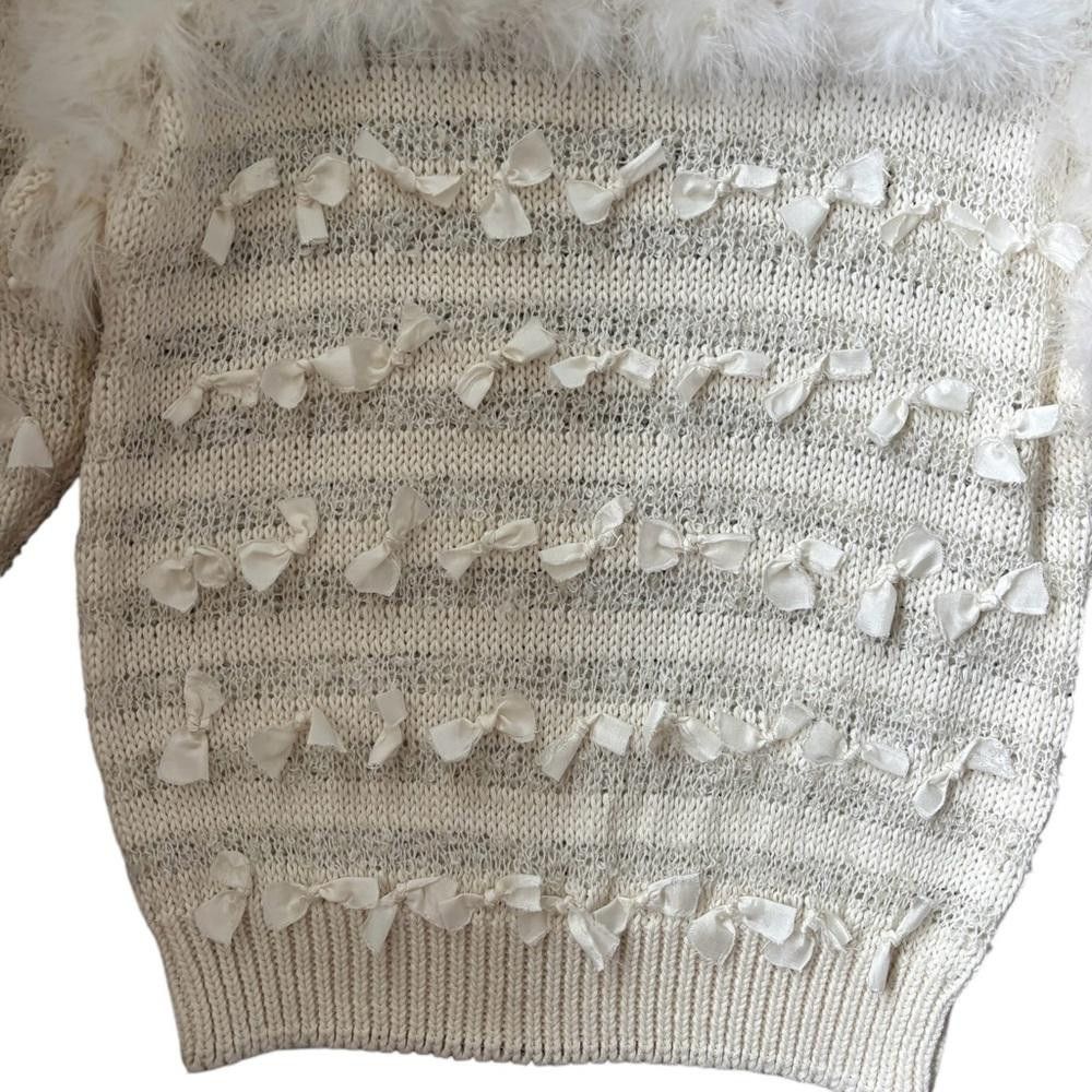 Designer × Vintage Bonnie and Bill Made in Korea Vintage Bows/Fur Knit Sweater Size S / US 4 / IT 40 - 8 Thumbnail