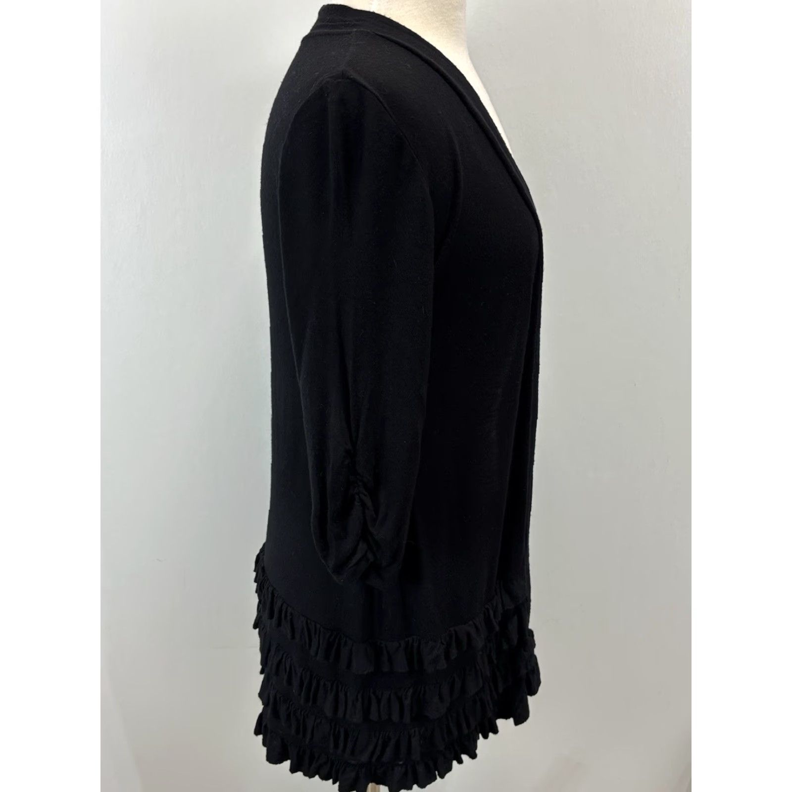 Vintage Soma Intimates Cardigan Shirt Top Sz Small Women’s Black Tiered Ruffles Open Size S / US 4 / IT 40 - 4 Thumbnail