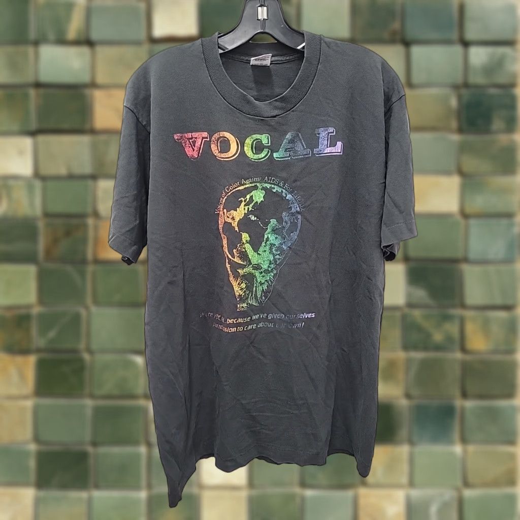 Fruit Of The Loom VINTAGE Fruit of the Loom Shirt Mens L Black Crew Neck Short Sleeve Art Graphic 1980s Escher-Style? Size US L / EU 52-54 / 3 - 1 Thumbnail