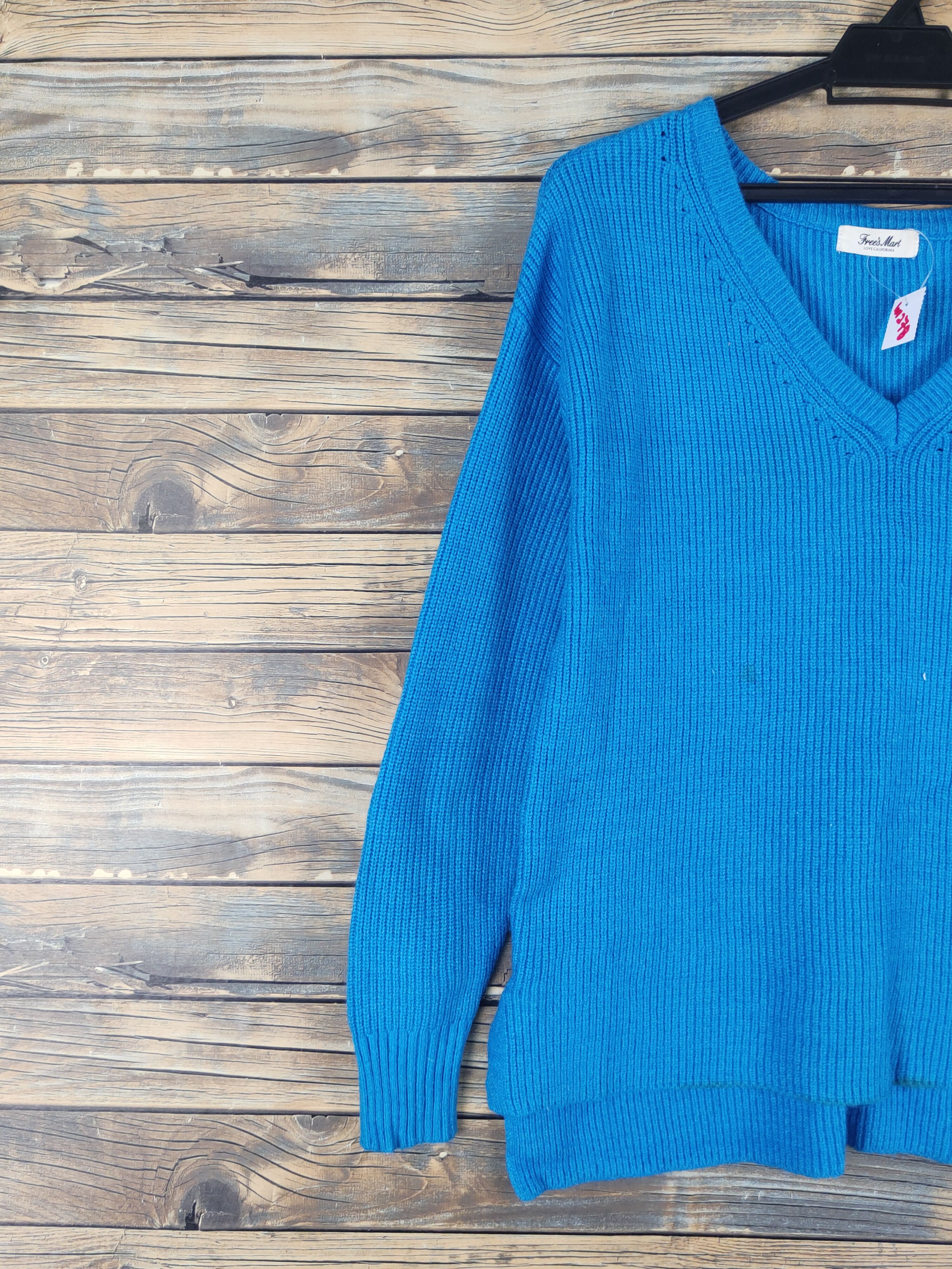 Homespun Knitwear Free's Mart Blue Knitwear Sweatshirts #W1278 Size M / US 6-8 / IT 42-44 - 3 Thumbnail