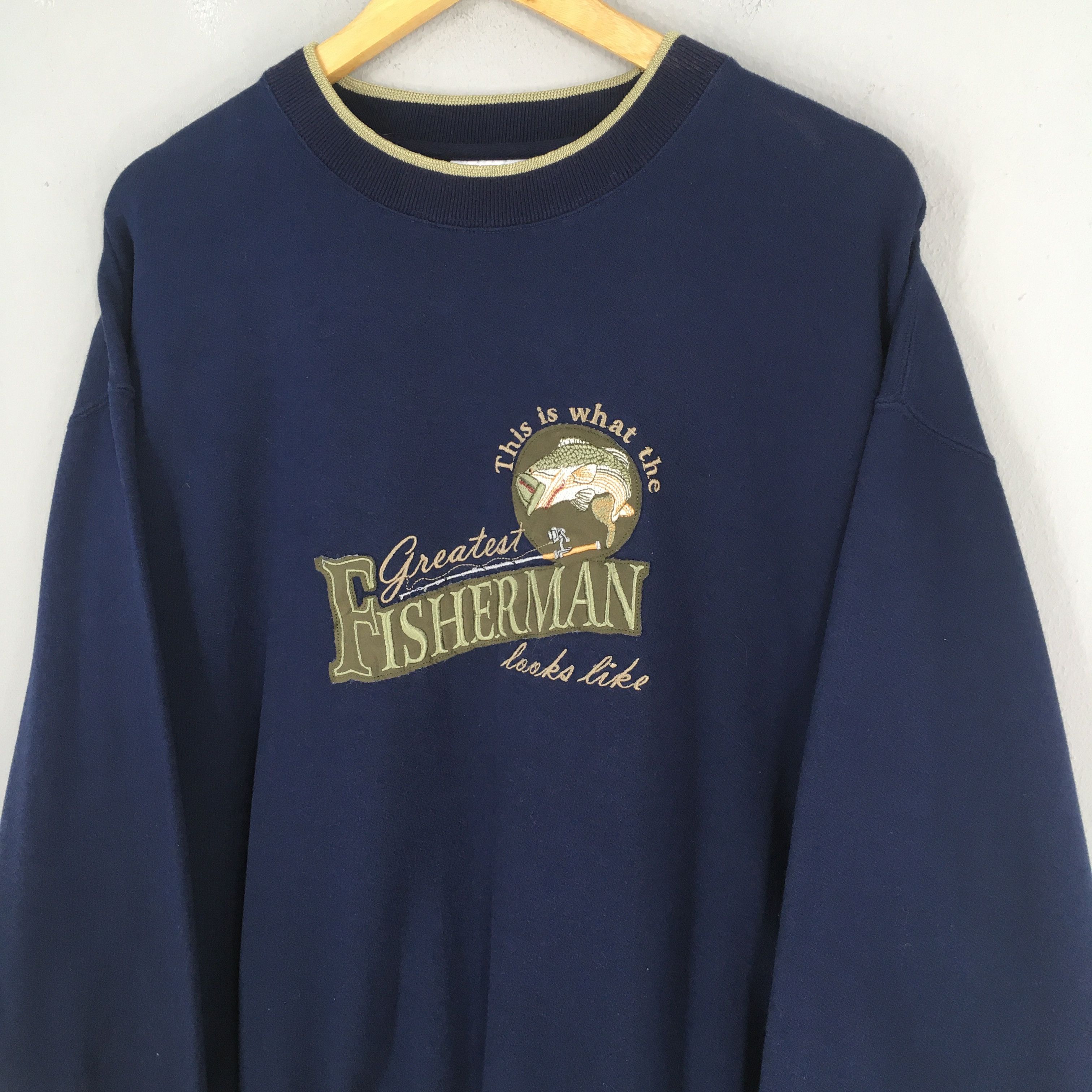 Vintage Vintage Greatest Fisherman Blue Sweatshirt Large Size US L / EU 52-54 / 3 - 3 Thumbnail