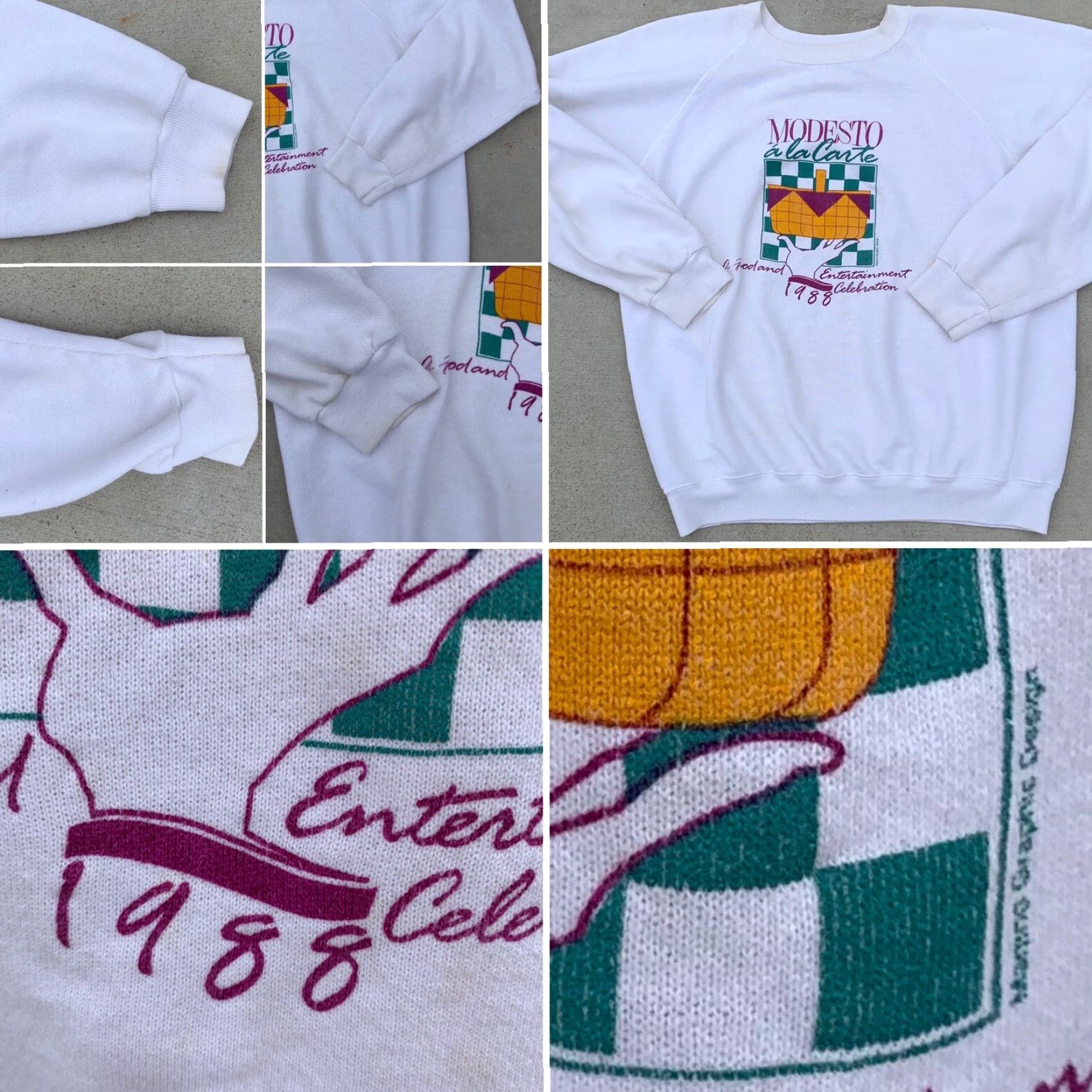 Hanes VINTAGE Modesto a la Carte A Food and Entertainment Celebration 1988 Sweatshirt Size US L / EU 52-54 / 3 - 3 Thumbnail