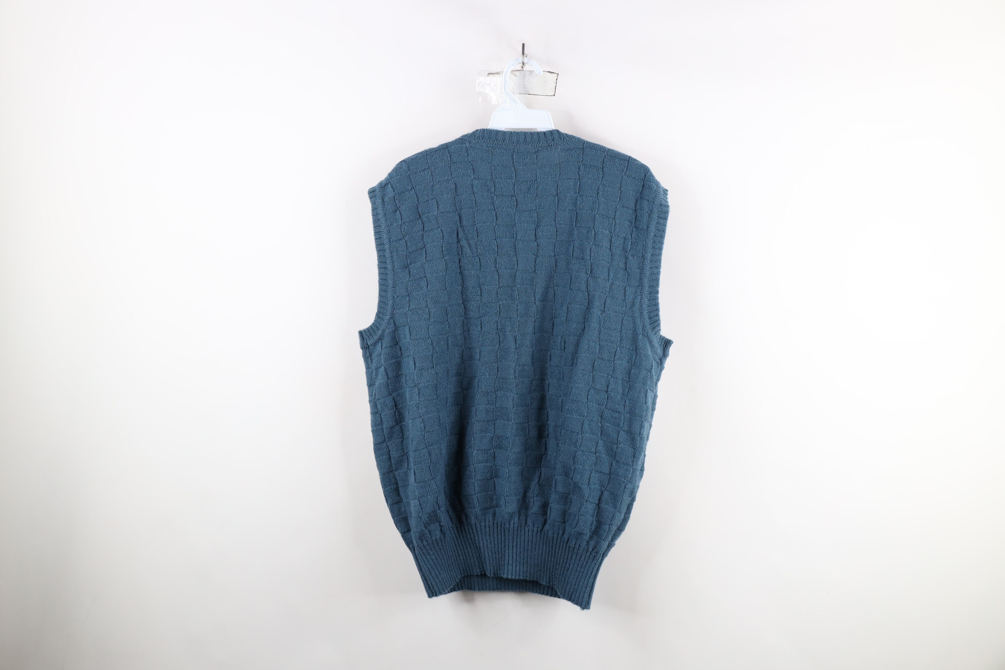 Vintage Vintage 90s Streetwear Knit V-Neck Sweater Vest Blue Size L / US 10 / IT 46 - 5 Thumbnail