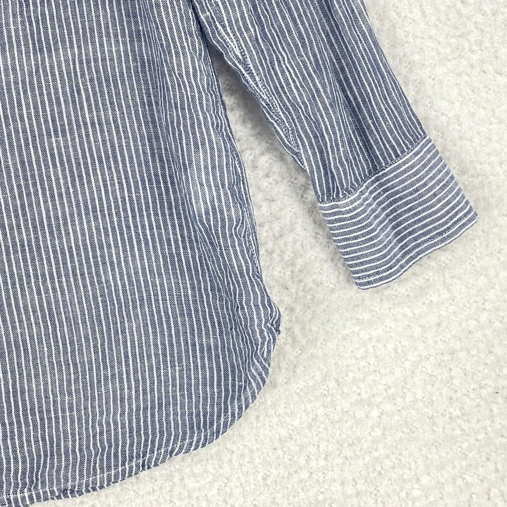Lucky Brand Lucky Brand Womens XS Blue Stripe Linen Blend Button-Up Shirt Casual Shirt XS Regular Women Blue Striped Button-Up Bohemian Linen Blend Casual Size XS / US 0-2 / IT 36-38 - 5 Thumbnail