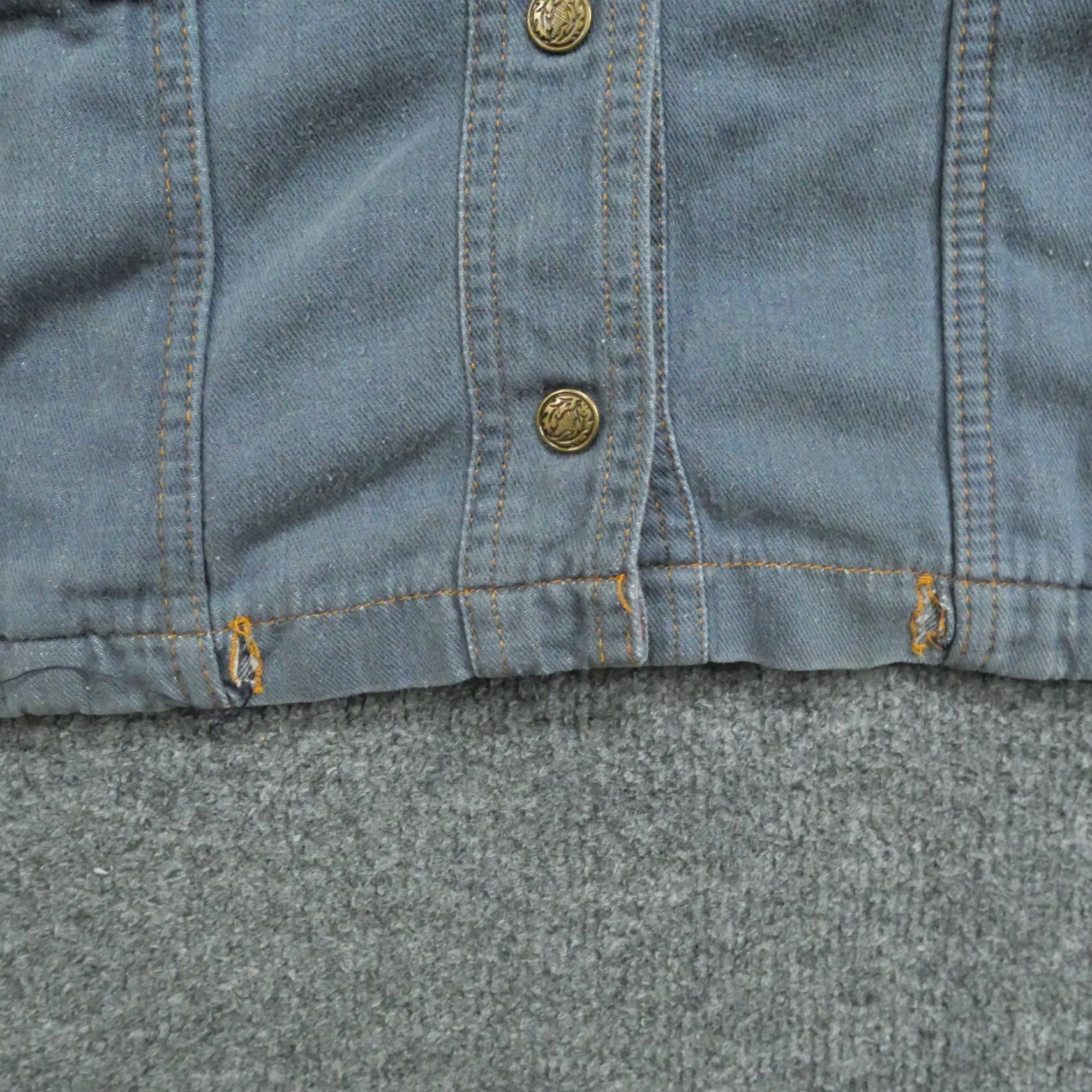 CO VINTAGE Valley Co Jean Jacket Womens L Blue Denim Hooded Plaid 80s Size 36" / US 14 / IT 50 - 4 Thumbnail