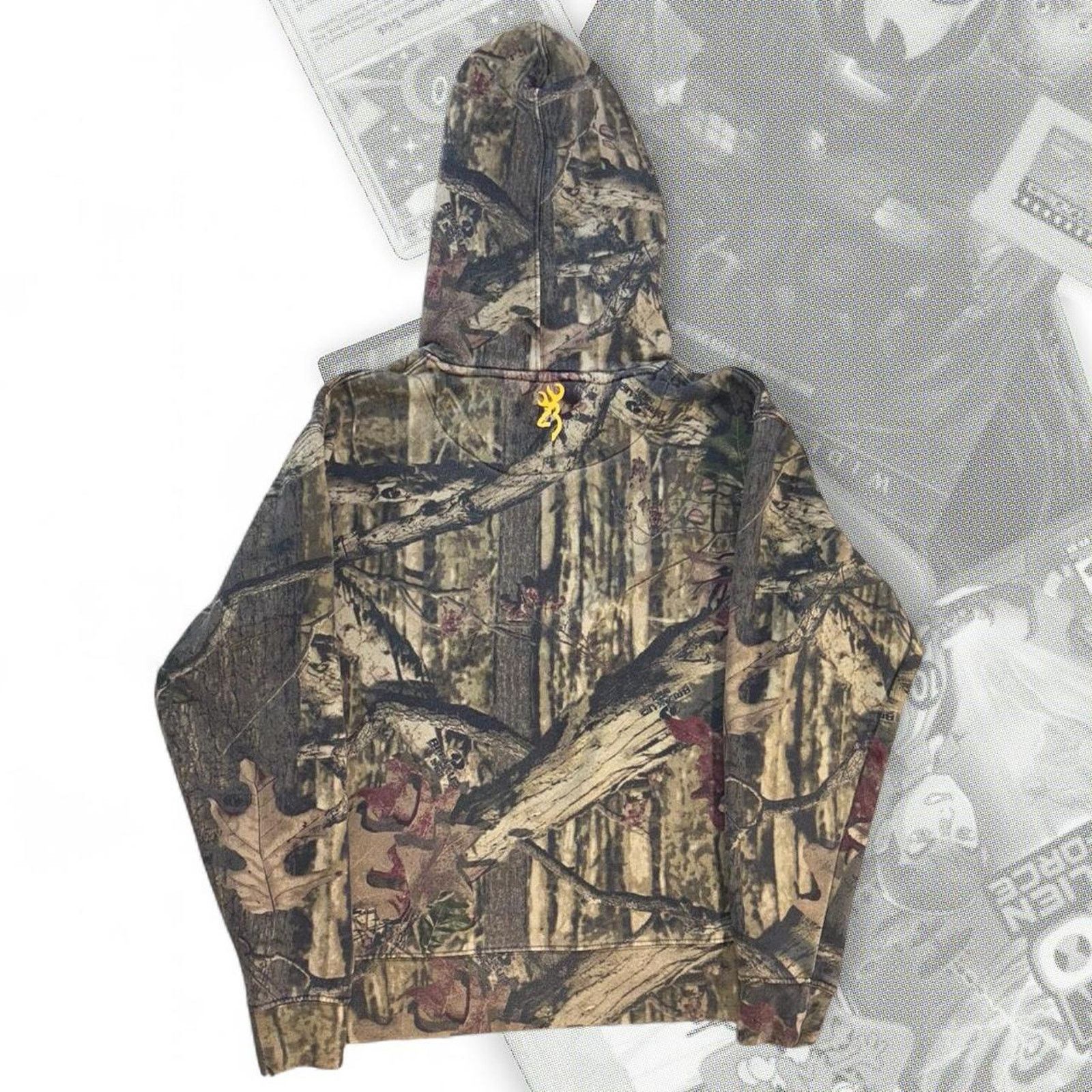 & Other Stories Y2K Camo / Yellow Deer Logo Browning Pullover Hoodie Size US S / EU 44-46 / 1 - 3 Thumbnail