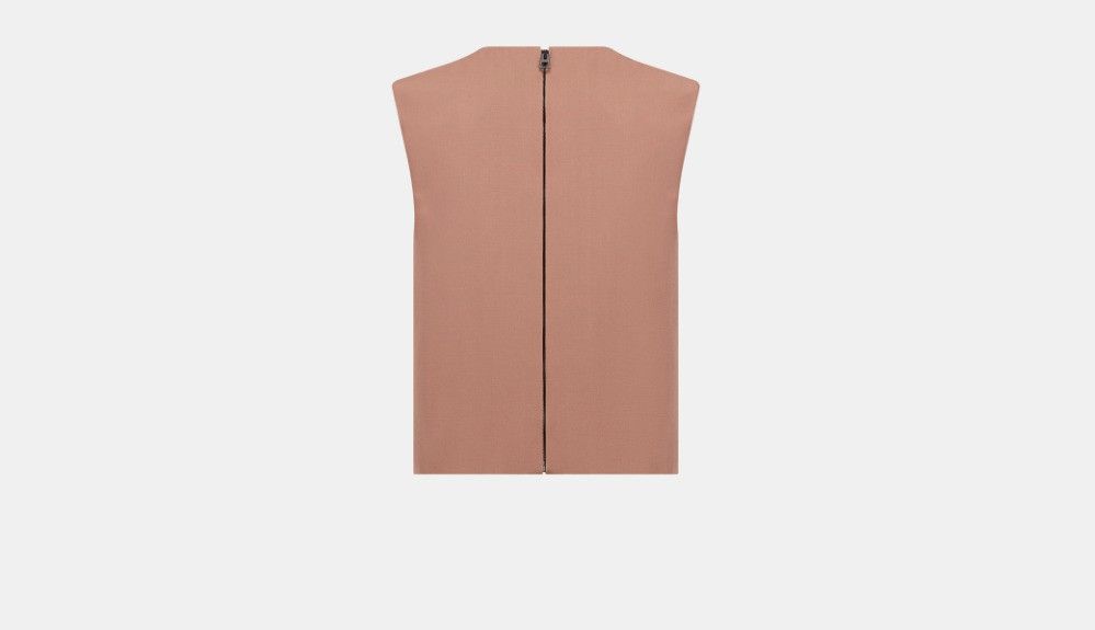 Dior o1w1db10824 Wool & Silk Sleeveless Top in Cognac Size L / US 10 / IT 46 - 2 Thumbnail