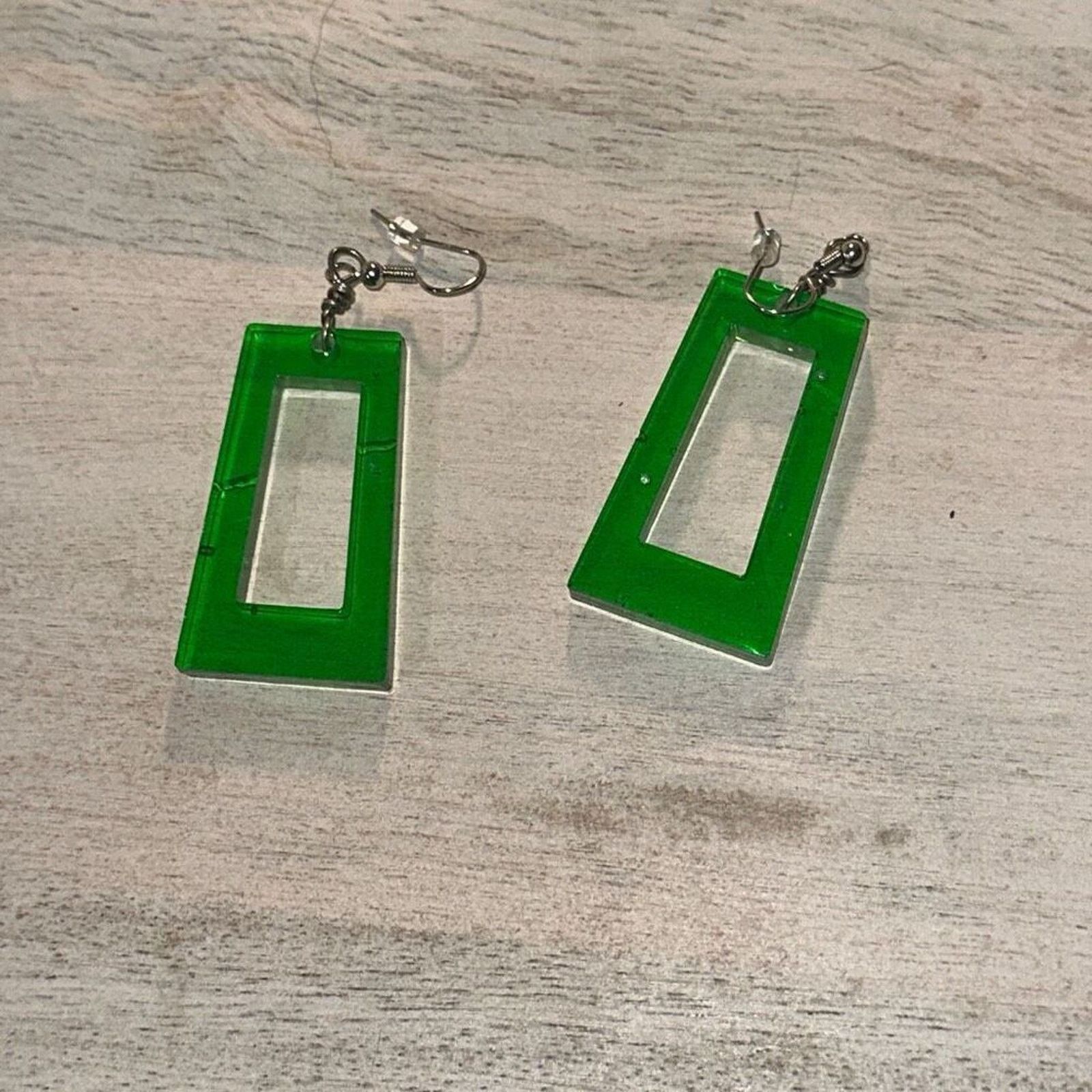 Other Green Acrylic Modern Geometric Drop Earrings | Sz OS Size ONE SIZE - 3 Thumbnail