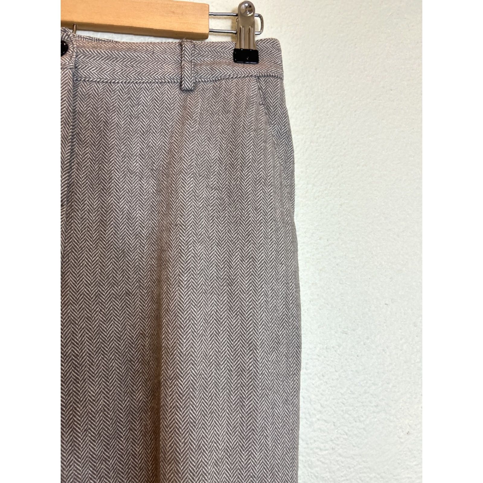 Vintage LL Bean Womens Pants Dress Pants Herringbone Gray White Polyester Size 4 Petite Womens Size 27" / US 4 / IT 40 - 5 Thumbnail