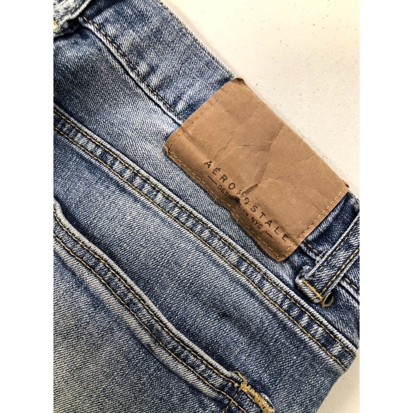 Vintage Aeropostale Skinny Jeans 30x29 Denim Blue Mens Slim Jeans Blue 5-Pocket Denim Cotton Blend Button Zip West Coast Classic Denim Blue Mens Size US 29 - 2 Thumbnail