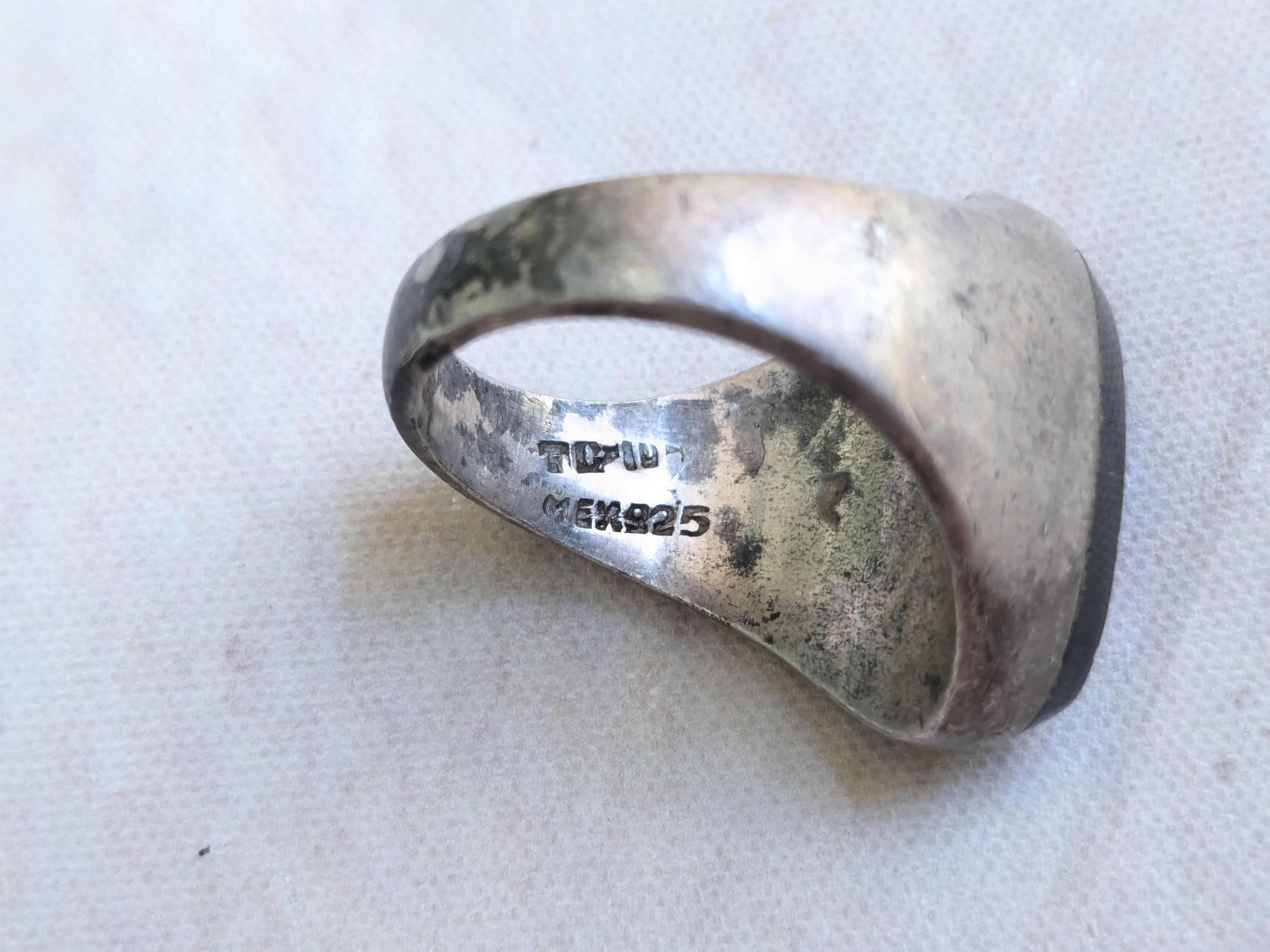 Jewelry Vintage Sterling Silver Ring Black Onyx 10.25 Taxco Mexico Size ONE SIZE - 8 Thumbnail