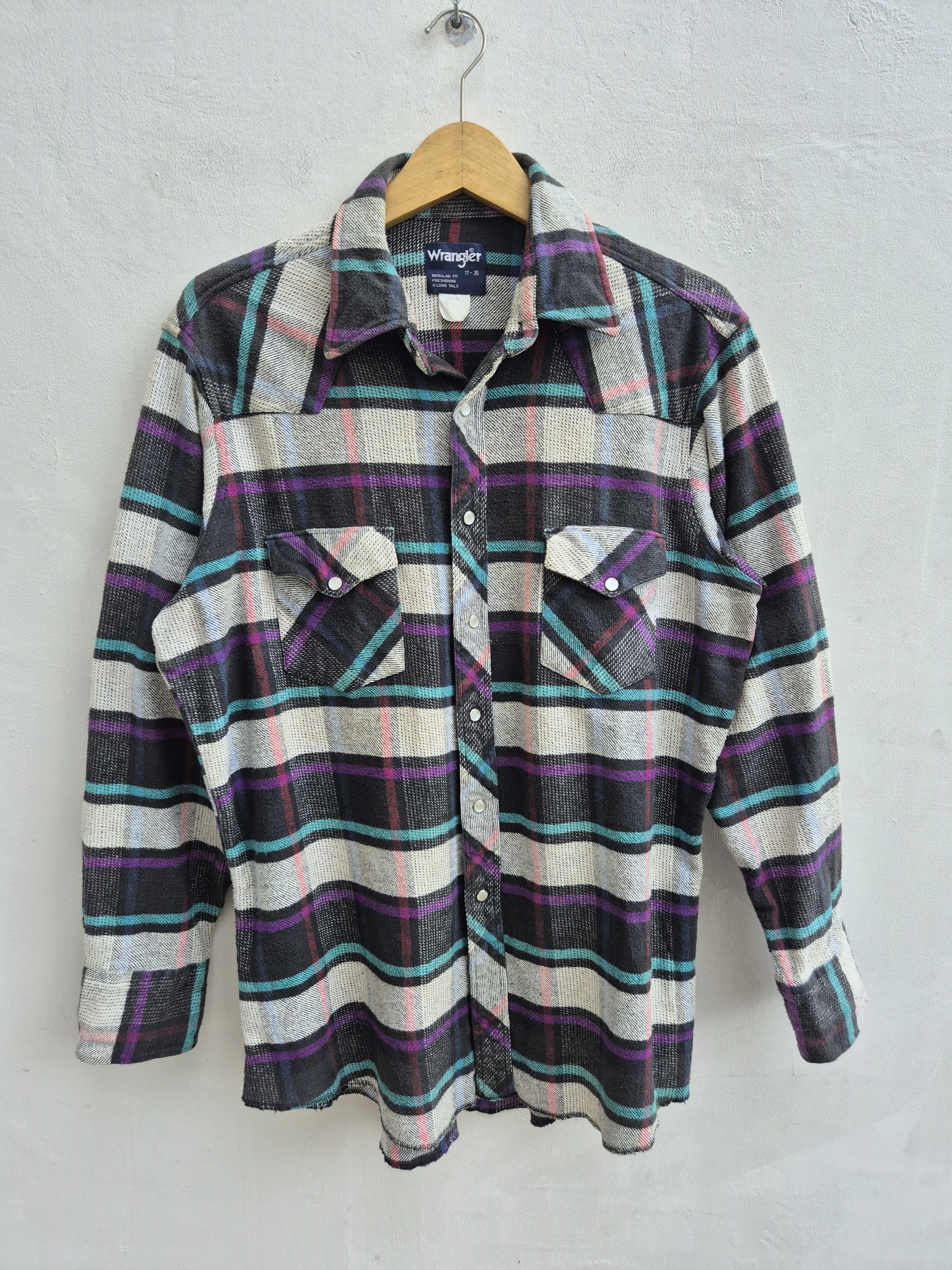 Vintage × Wrangler Wrangler Flannel Western Cowboy Shirt Size US L / EU 52-54 / 3 - 1 Thumbnail
