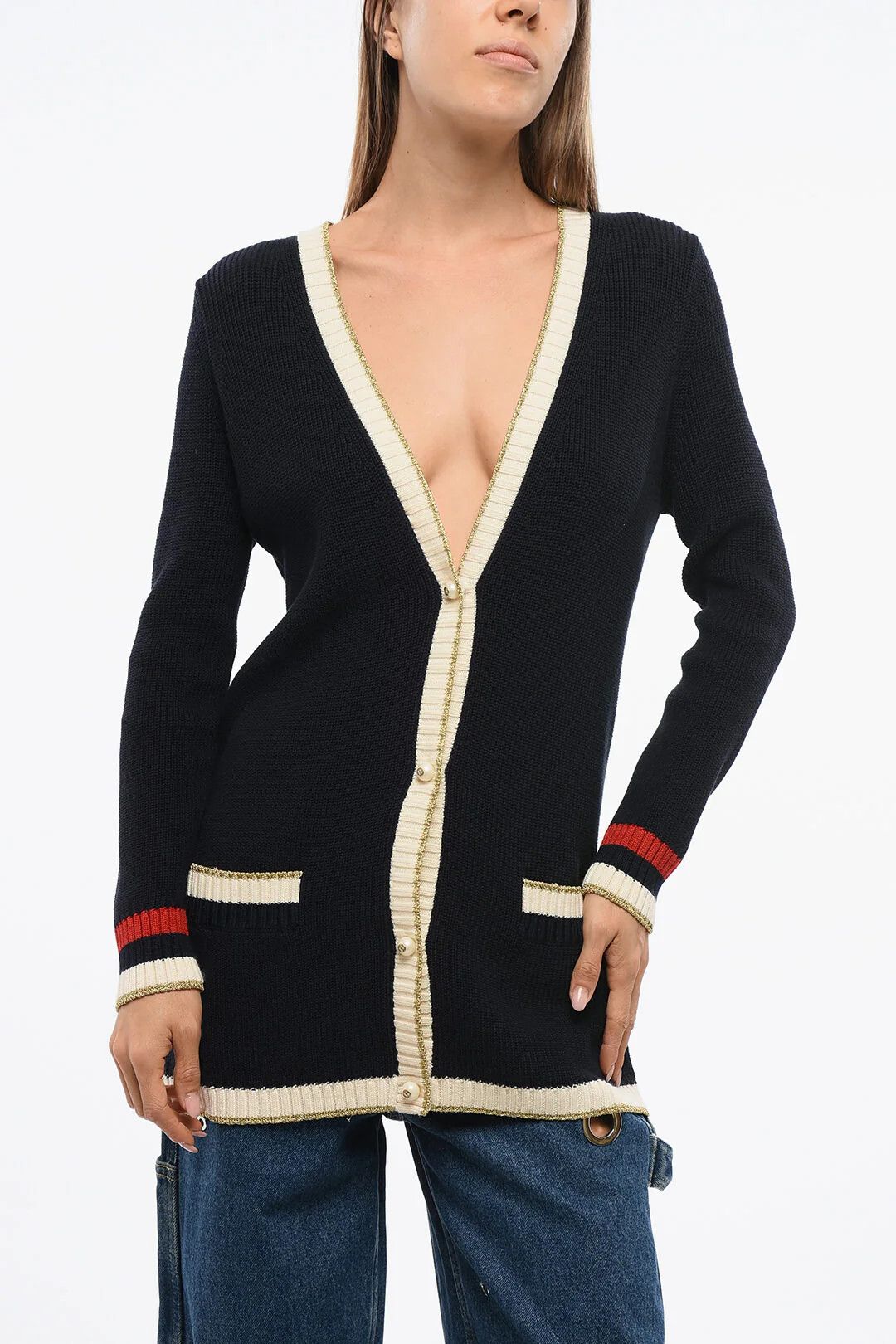 Gucci o1mm0326 Cotton Maxi Cardigan in Midnight Blue Size S / US 4 / IT 40 - 1 Thumbnail