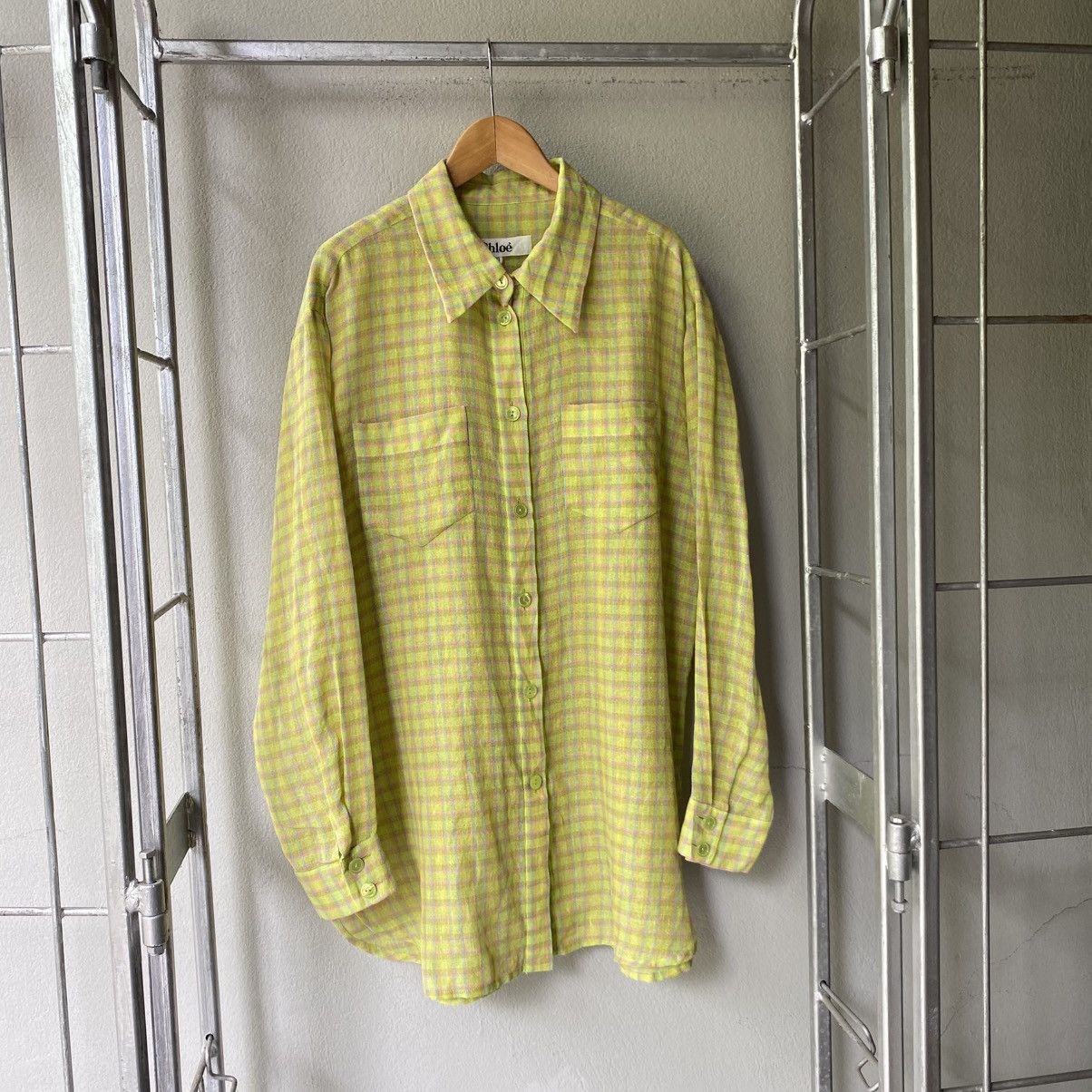 Chloe Chloe Yellow Green Plaid Button-Up Shirt Size M / US 6-8 / IT 42-44 - 1 Thumbnail