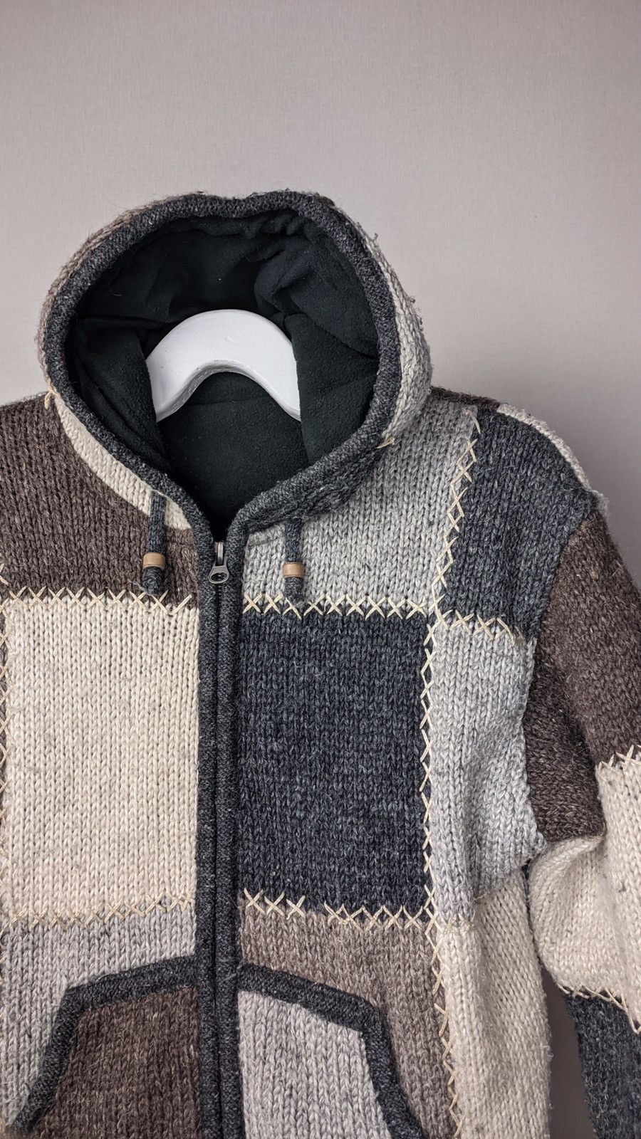 Japanese Brand Vintage Patchwork knit wool hooded baja Nepal Kapital vibe Size US M / EU 48-50 / 2 - 3 Thumbnail