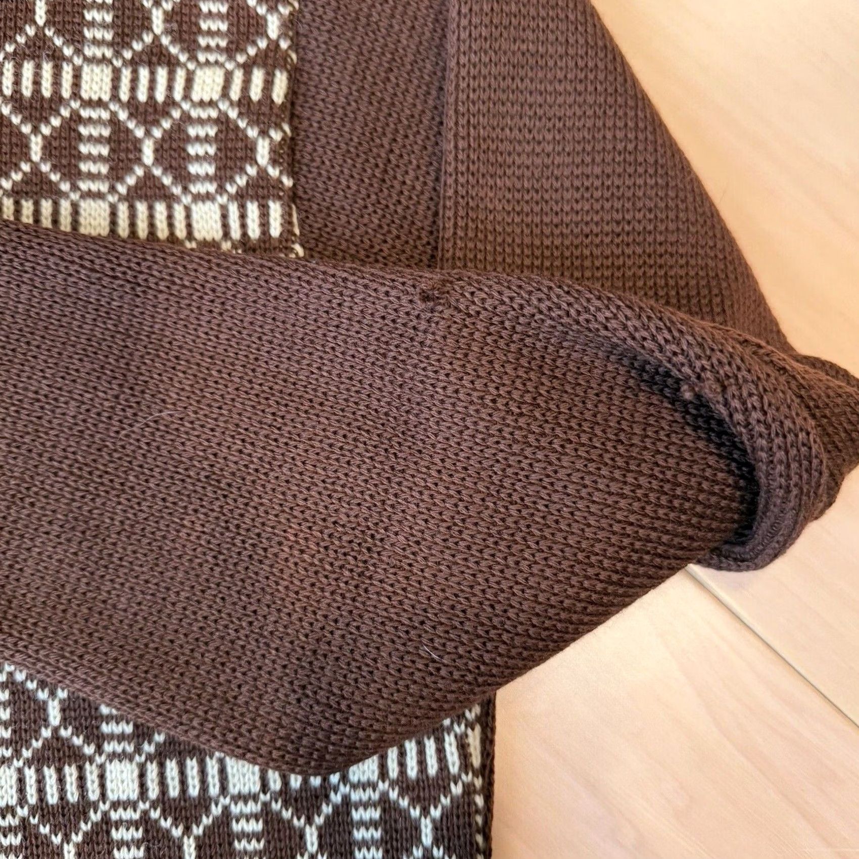 Vintage VINTAGE Kaso Knit Cardigan Women's L Brown Argyle Worsted Wool 70s Glam Cardigan Kimono Sleeve V-Neck Knit Wool All Seasons Classic Jacket, 1-Size? Size L / US 10 / IT 46 - 6 Thumbnail