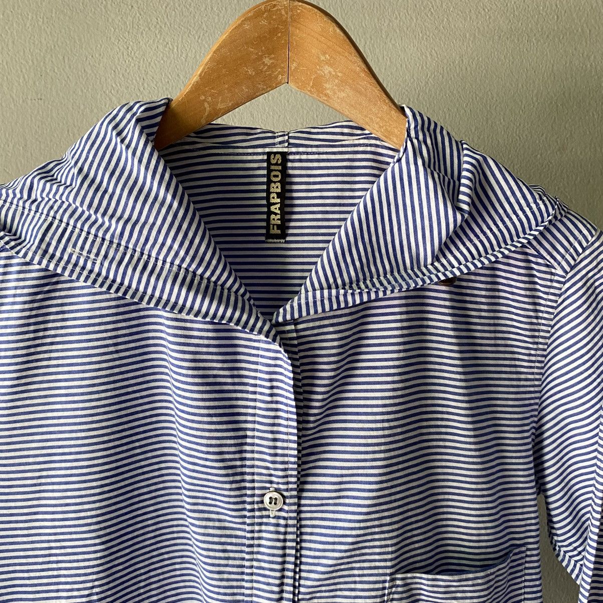FRAPBOISH Blue Striped Hoodie Sailor Collar Shirt