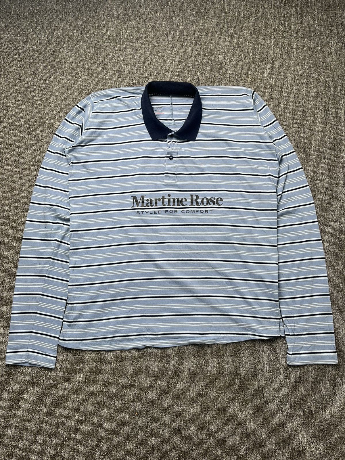 Martine Rose Pulled neck striped LS polo shirt Size US L / EU 52-54 / 3 - 1 Thumbnail
