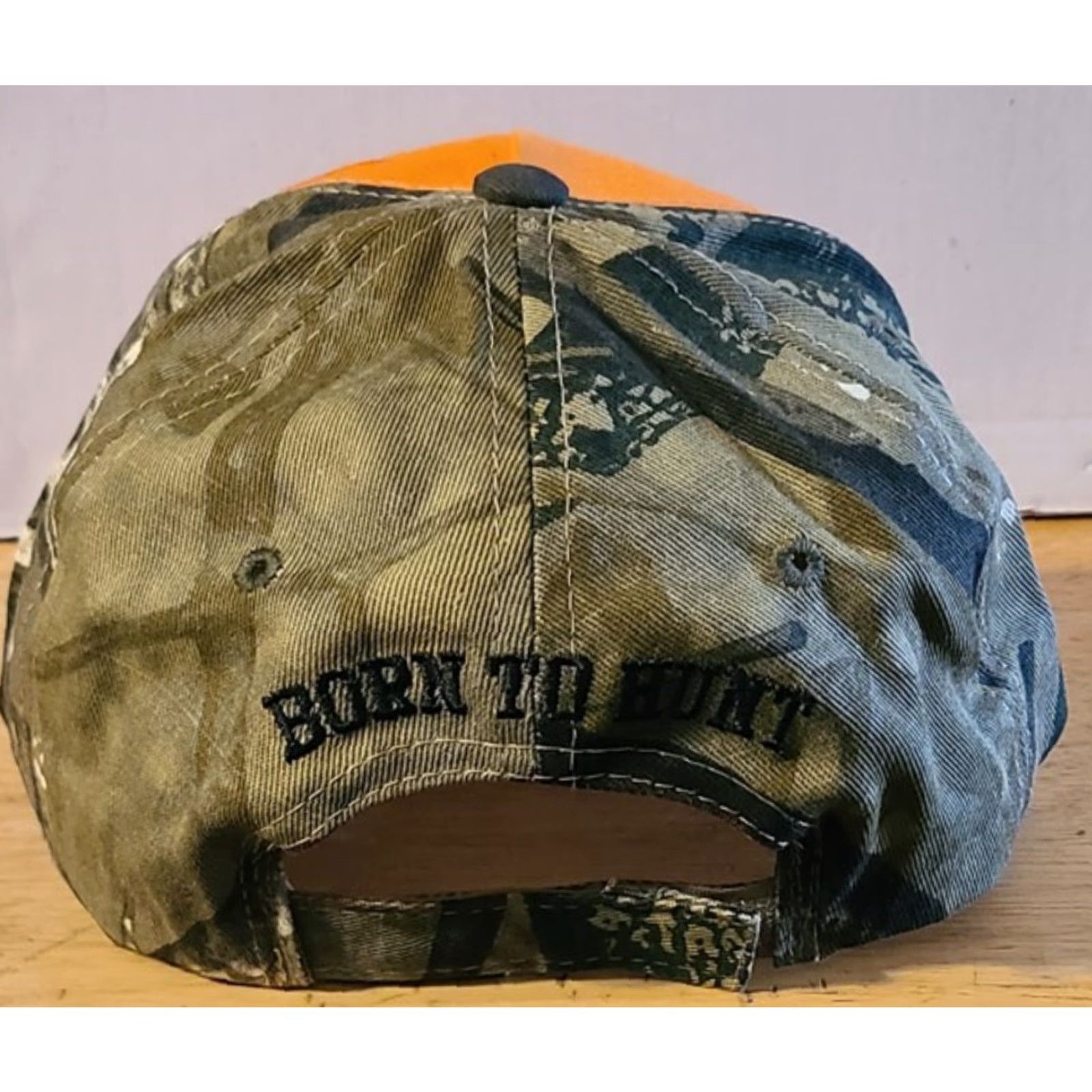 Born BORN TO HUNT FORCED TO WORK DEER HUNTER BASEBALL CAP ORANGE CAMOUFLAGE ( DEER ) Size ONE SIZE - 3 Thumbnail