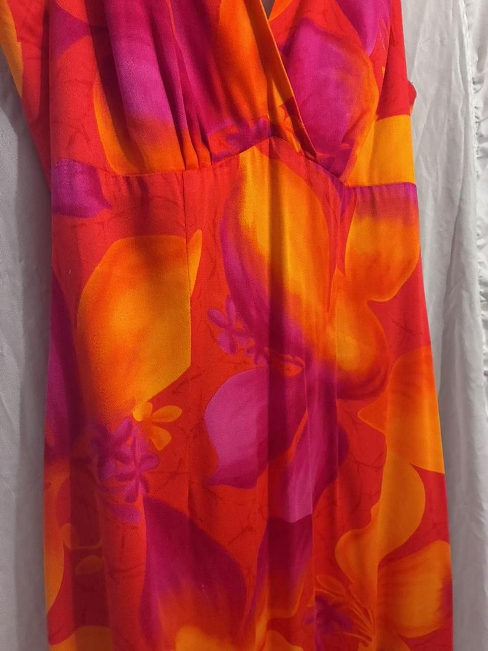 Hilo Hattie Hilo Hattie Barkcloth Empire Waist Hibiscus Maxi Dress Size L / US 10 / IT 46 - 2 Thumbnail