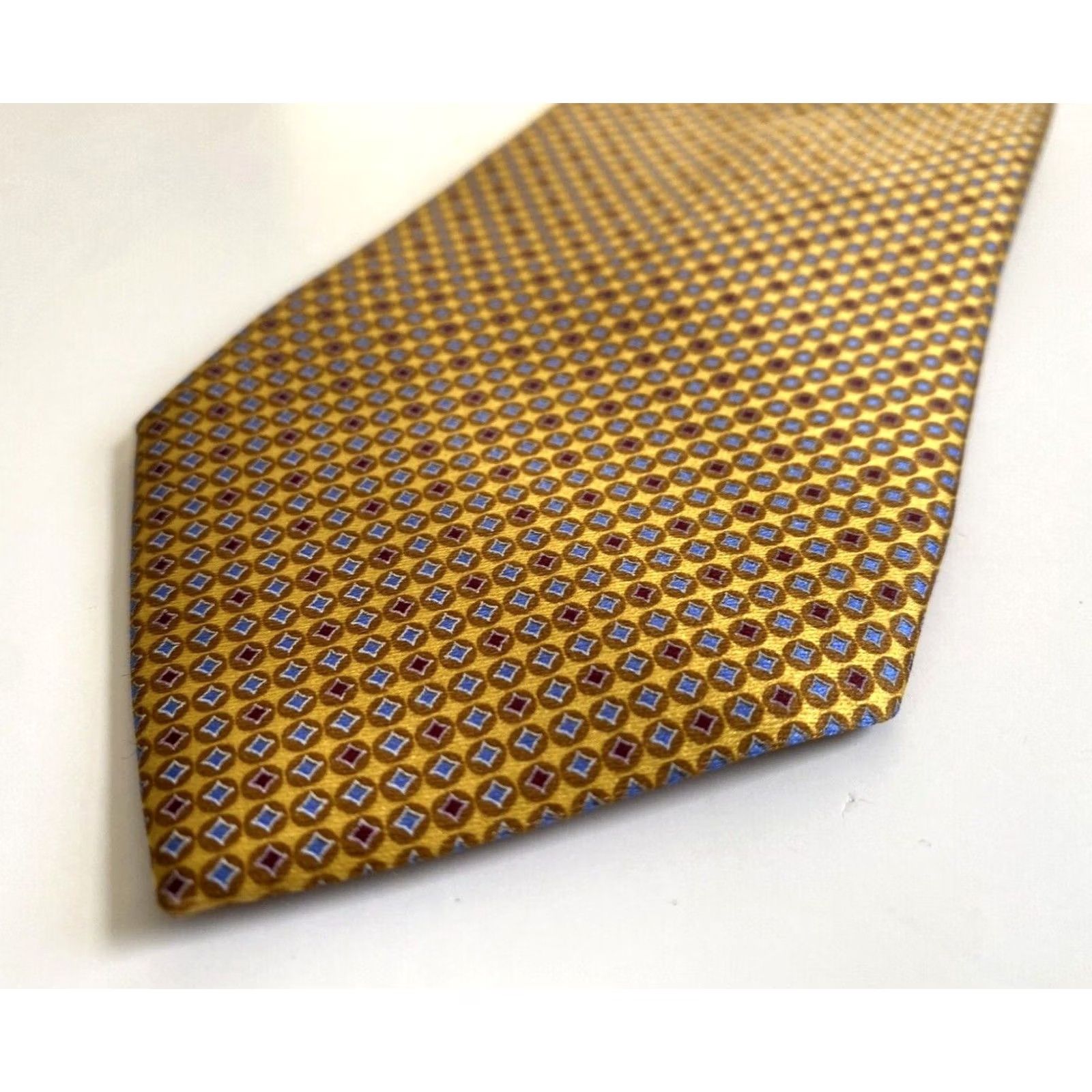 Ermenegildo Zegna Ermenegildo Zegna Silk Tie Men's Gold Made in Italy Long 61.25" 3.25" Wide Geometric 100% Silk v2 Size ONE SIZE - 6 Thumbnail