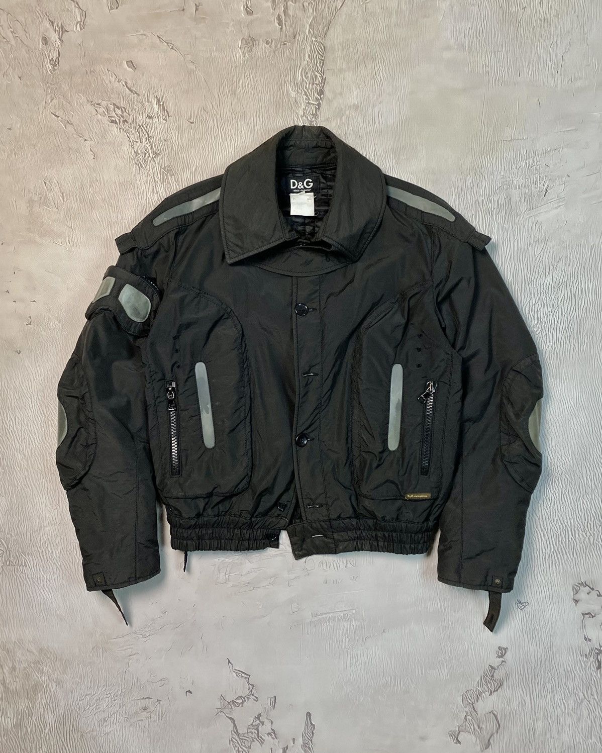 image of Archival Clothing x Dolce Gabbana 2003 Military Parachute Goggle Window Bomber Jacket Archive in Bl