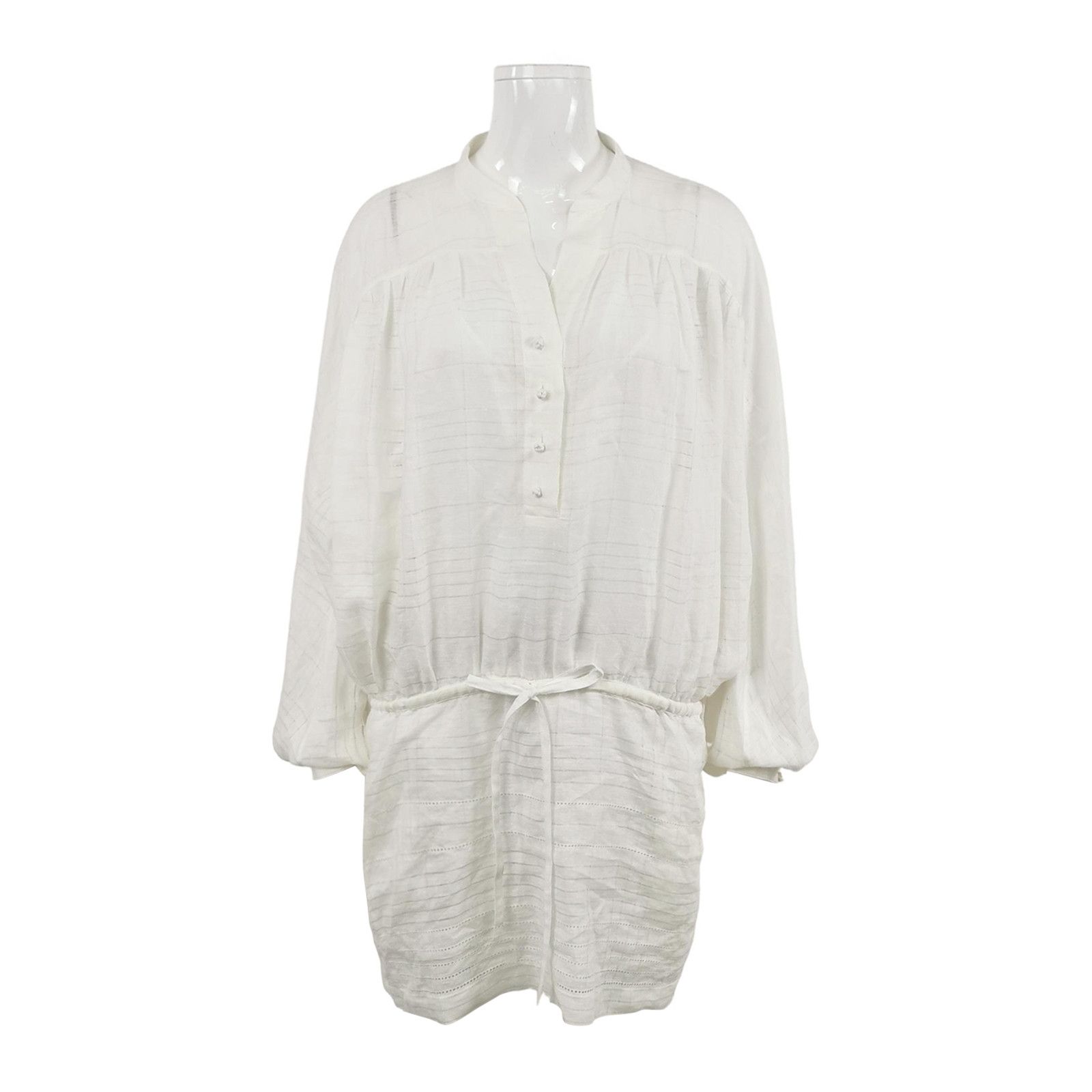 Loro Piana Loro Piana White Cotton Linen Mini Dress Size S Size S / US 4 / IT 40 - 1 Thumbnail