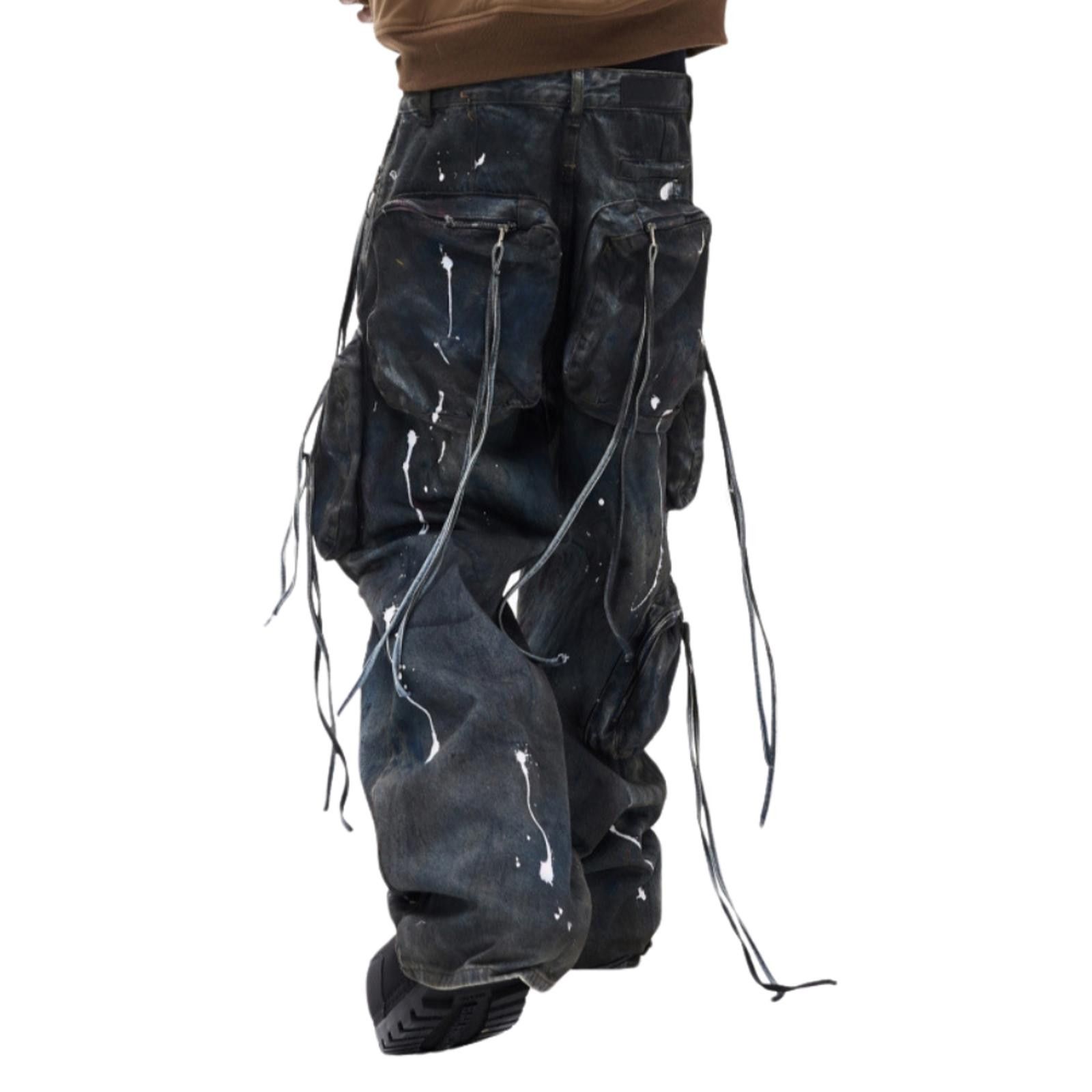 Other Paint-Splatter Multi-Pocket Wide-Leg Cargo Denim Jeans Size US 32 / EU 48 - 5 Thumbnail