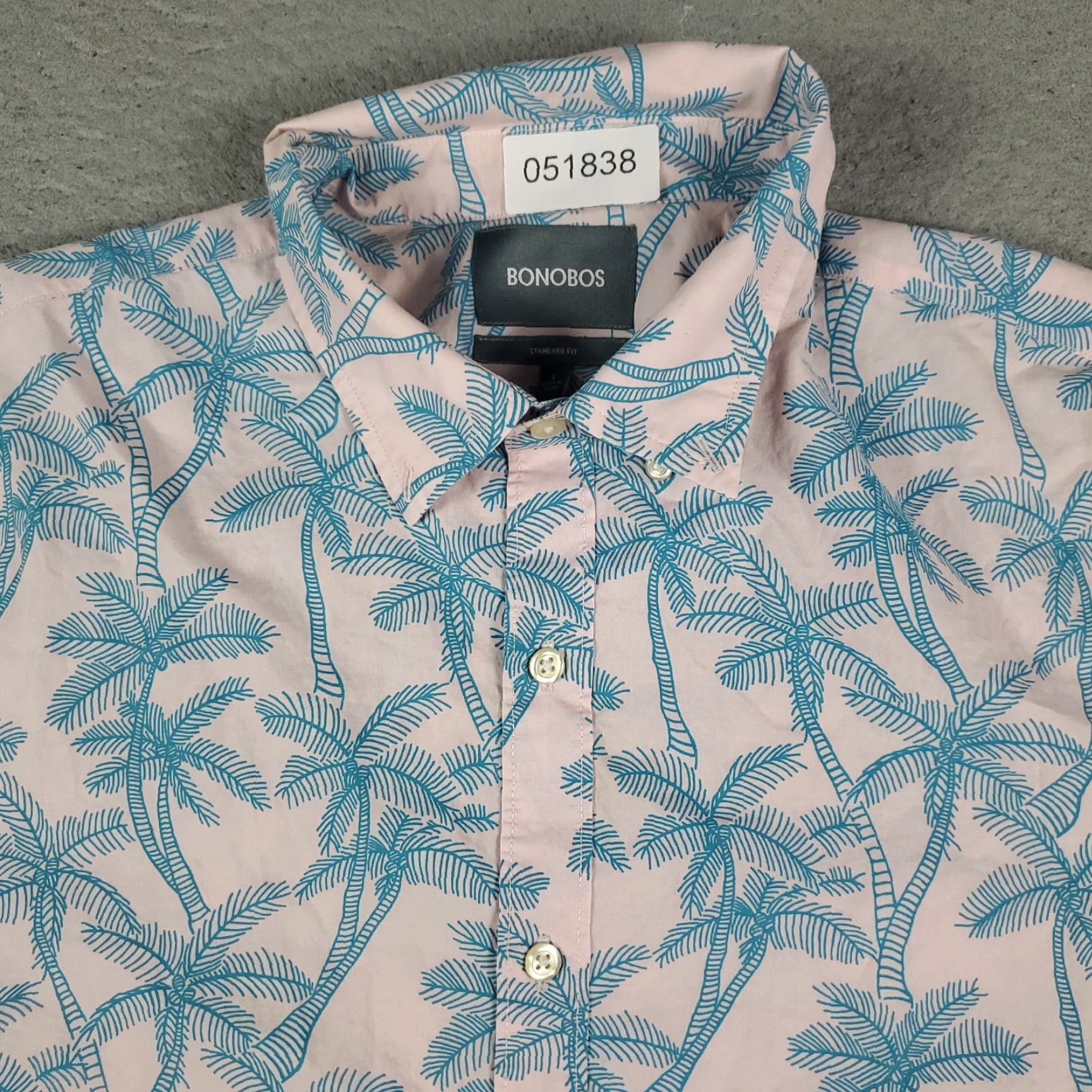 Bonobos Bonobos Button Up Shirt Mens Large Pink Blue Palm Tree Floral Print Short Sleeve Size US L / EU 52-54 / 3 - 2 Thumbnail