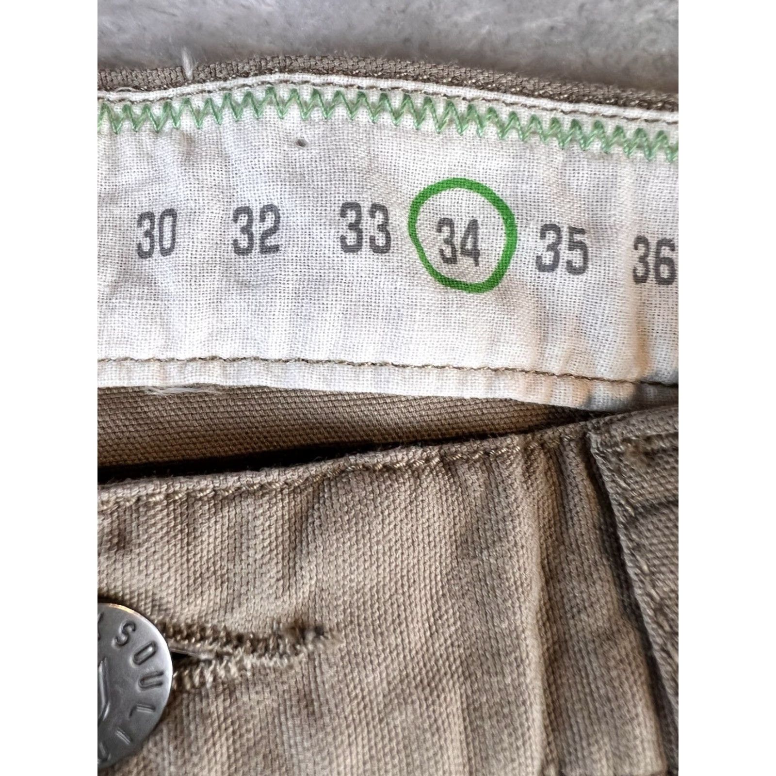 Vintage Linksoul Pants Jeans Mens 34x30 Beige Stretch Straight Leg Casual Golf Prep Chino 5-Pocket Logo Zipper Button Machine Washable Regular Size Inseam 30 Size US 34 / EU 50 - 3 Thumbnail