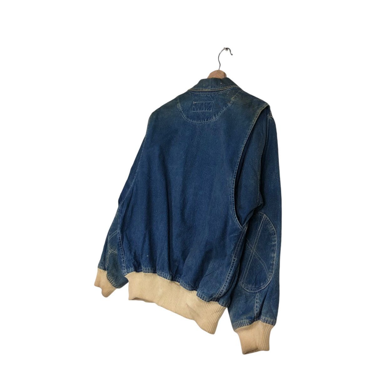 Japanese Brand 🔥VINTAGE BOMBER JACKET DENIM ZIG ZAG DOUBLE COLLAR Size US M / EU 48-50 / 2 - 12 Thumbnail