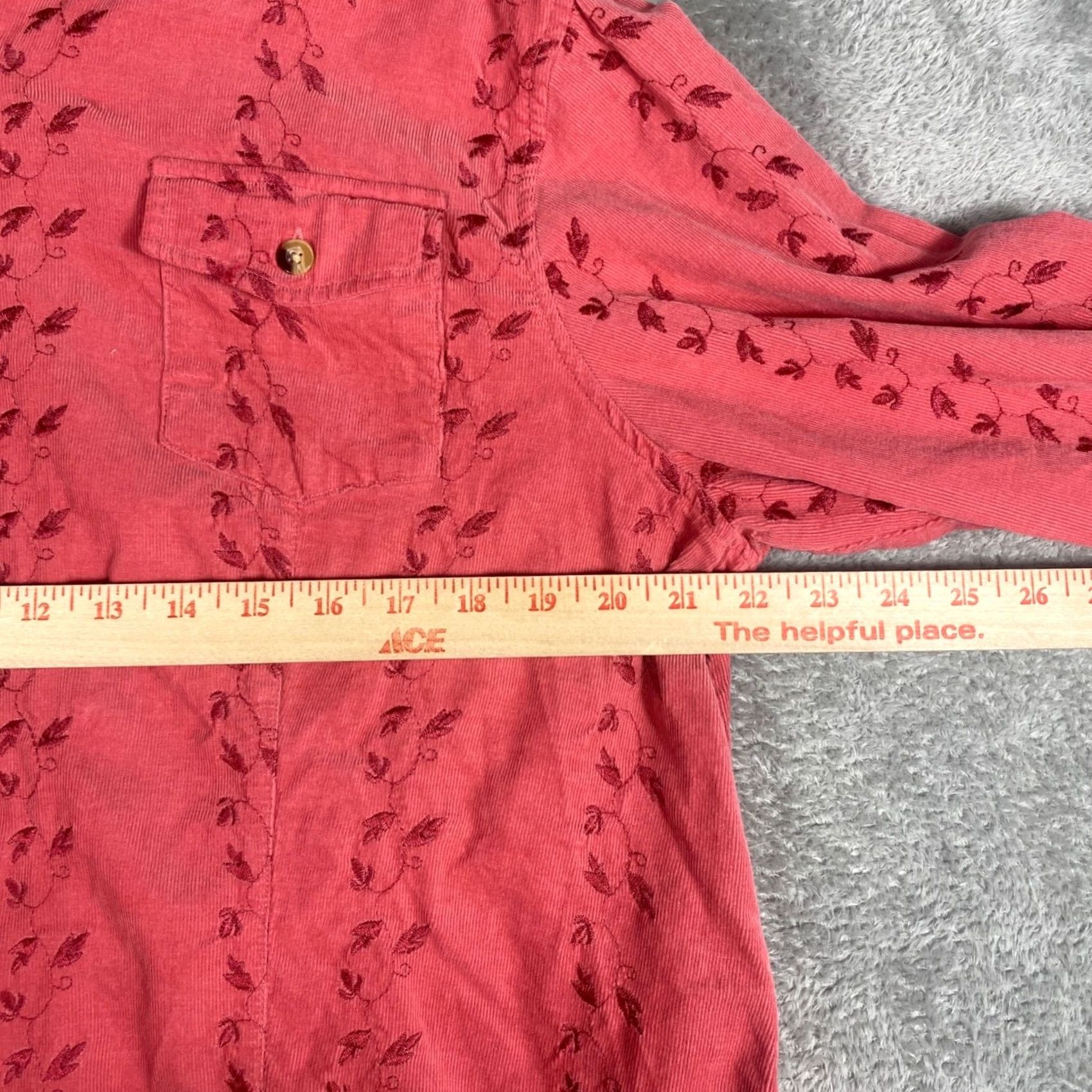 Vintage VINTAGE Duck Head Shirt Women's 1X Red Corduroy Embroidered Floral Western Button Up Size XL / US 12-14 / IT 48-50 - 3 Thumbnail