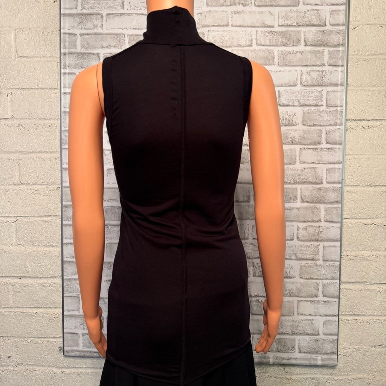 Rick Owens Lilies Black Viscose Jersey Turtleneck Top Sleeveless Tunic Size XS / US 0-2 / IT 36-38 - 5 Thumbnail
