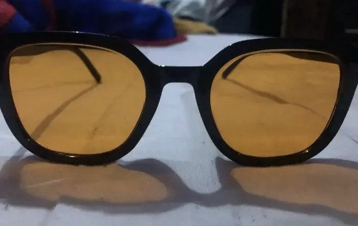 Other Trendy Kpop Orange Lenses Black Frame Square Sunglasses Size ONE SIZE - 2 Thumbnail