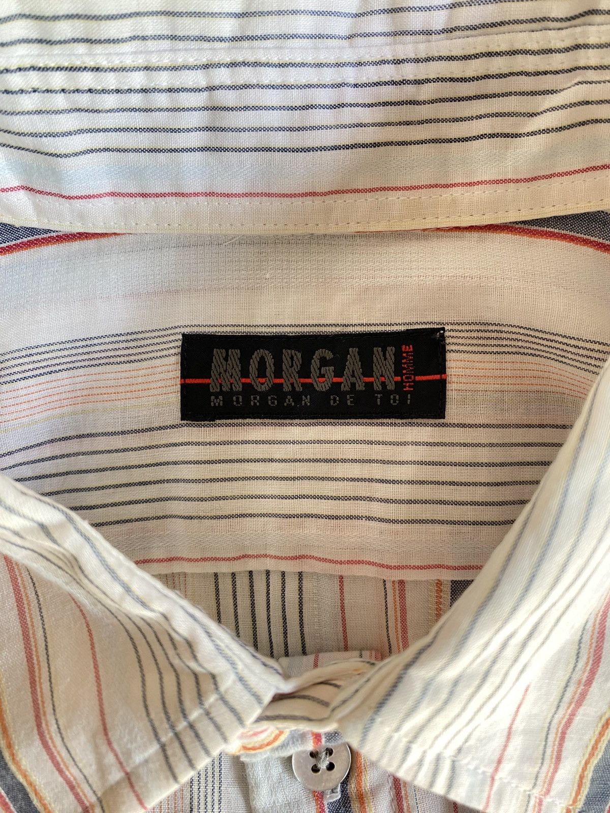 Morgan Homme MORGAN White Striped Short-Sleeve Shirt Size US M / EU 48-50 / 2 - 9 Thumbnail