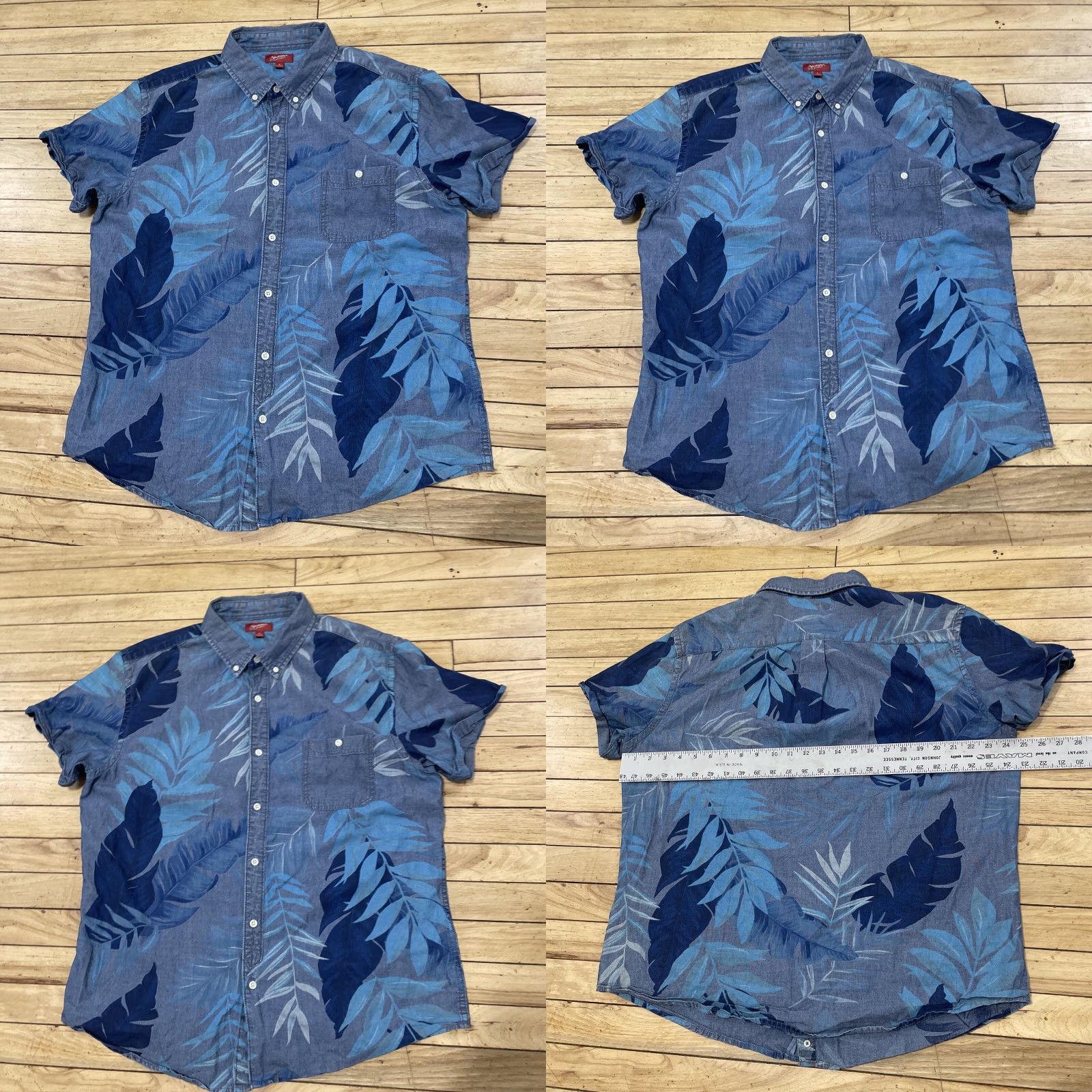 Vintage VINTAGE Arizona Jeans Mens Hawaiian Chambray Shirt XL Floral Blue Twill Oxford Casual XL Size US XL / EU 56 / 4 - 10 Thumbnail