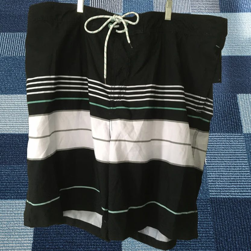 Vintage Goodfellow & Co Black Striped 9" UPF 50+ Swim Trunks Board Shorts 2XL XXL Men Size US 39 - 1 Thumbnail