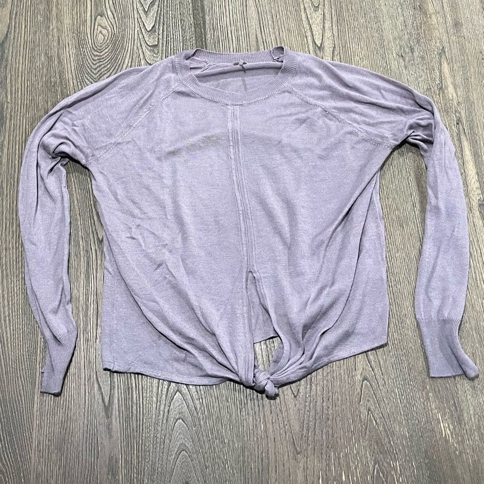 Vintage Poof Tie Front Sweater Ribbed Knit Pullover Purple M Size M / US 6-8 / IT 42-44 - 1 Thumbnail