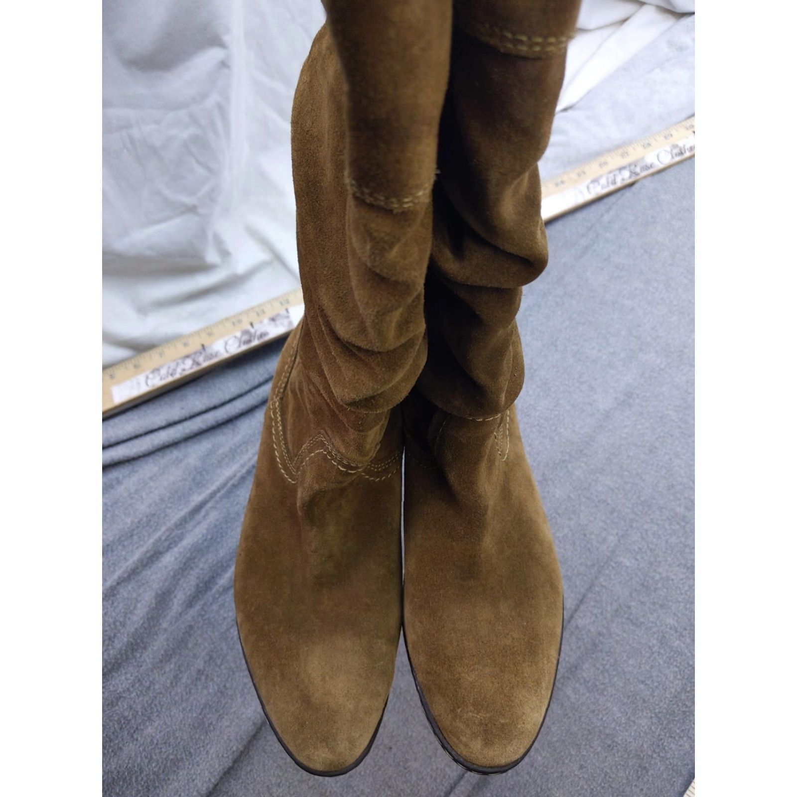 Vintage Sofft Boots Womens 6.5 Brown Suede Mid-Calf Pull On Block Heel Riding Boot Casual Fall Womens Mens? Size US 7 / IT 37 - 5 Thumbnail