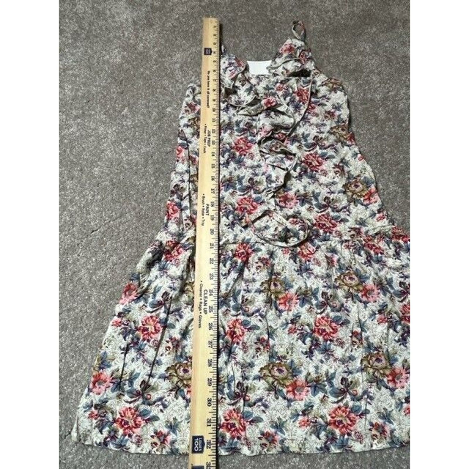 Other Lola Shift Dress Womens XS Floral Ruffle Rayon V Neck Ivory Size XS / US 0-2 / IT 36-38 - 5 Thumbnail