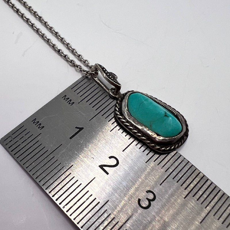 Vintage Vintage Sterling Silver 925 Turquoise Pendant Necklace Size ONE SIZE - 10 Thumbnail