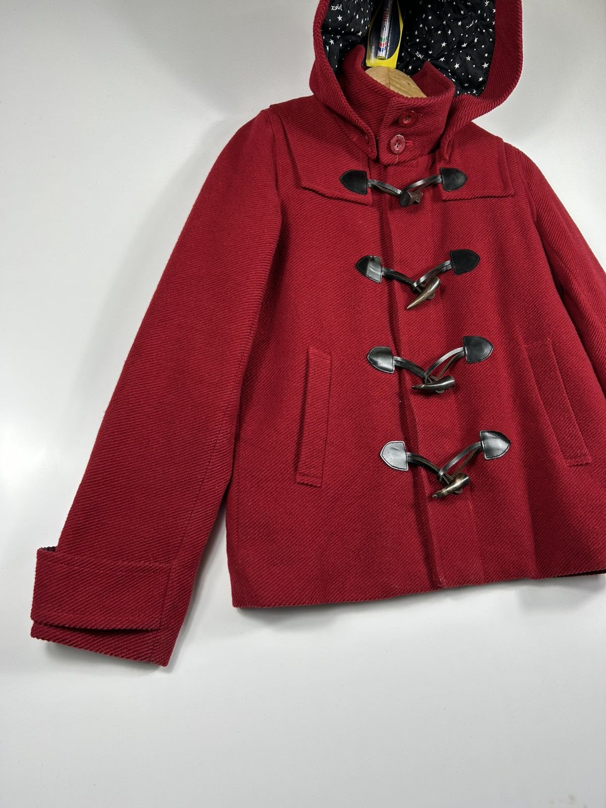 Japanese Brand 🔥X-Girl Hooded Wool Duffle Coat Jacket Size XS / US 0-2 / IT 36-38 - 2 Thumbnail