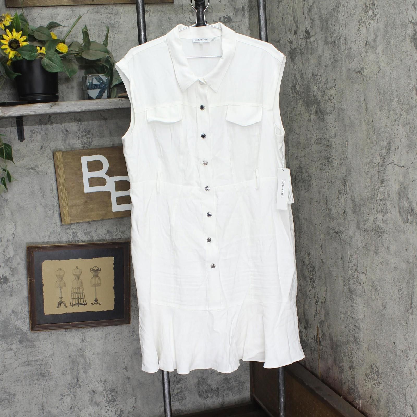 Calvin Klein Calvin Klein Button Up Shirt Dress M4cb8908 Soft White 16 Size XXL / US 16-18 / IT 52-54 - 1 Thumbnail